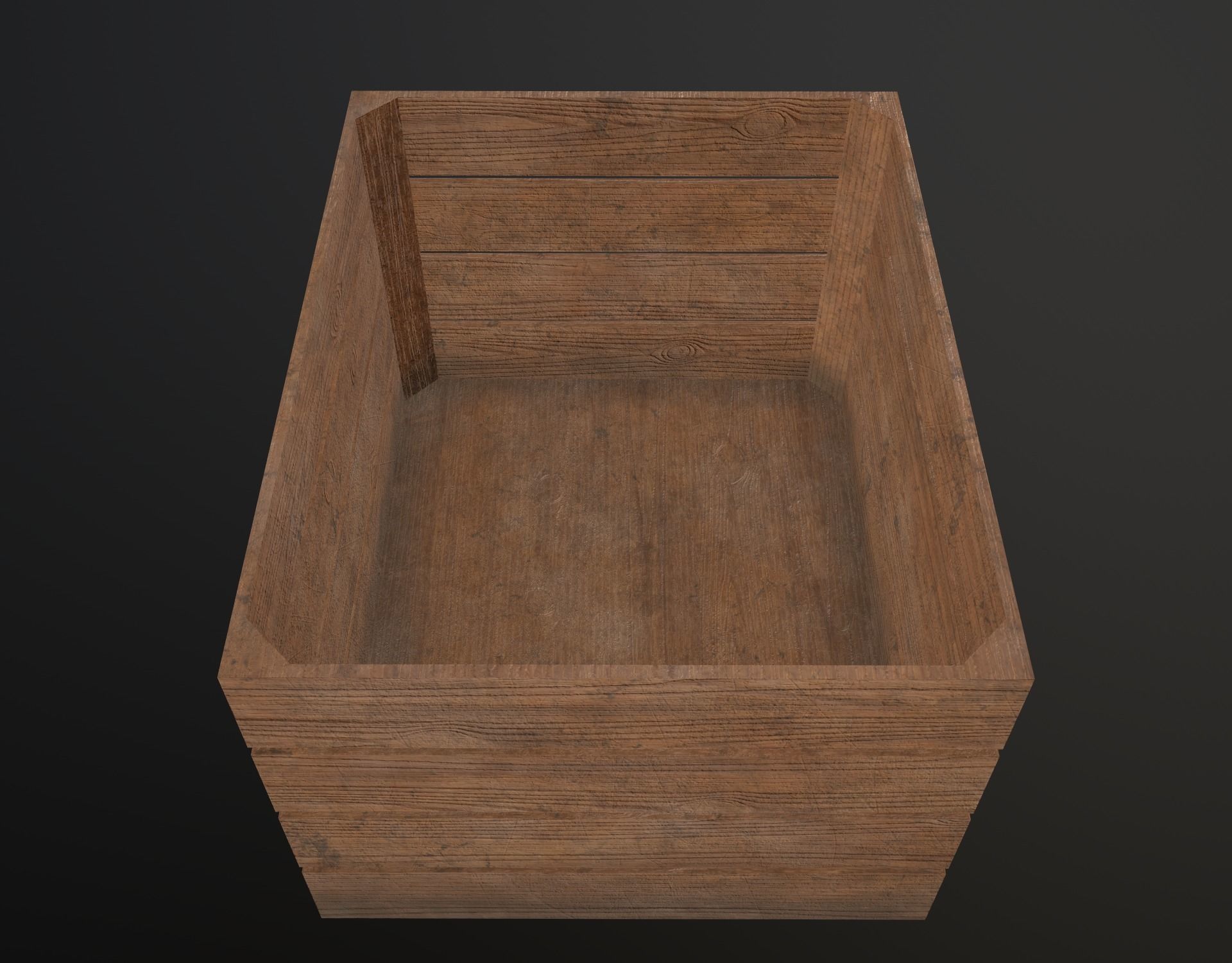 Wooden box Low-poly 3D model_3
