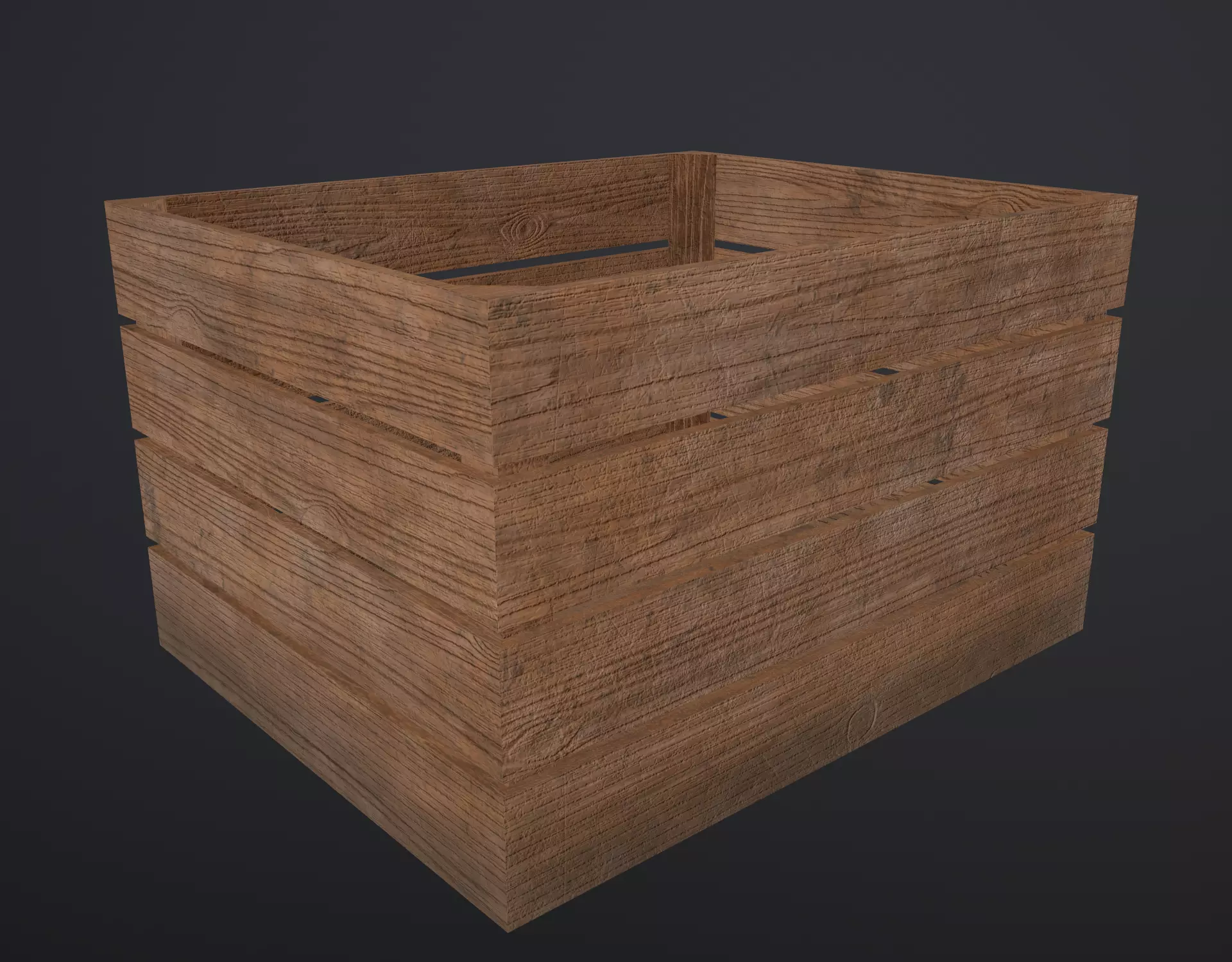 Wooden box Low-poly 3D model_0