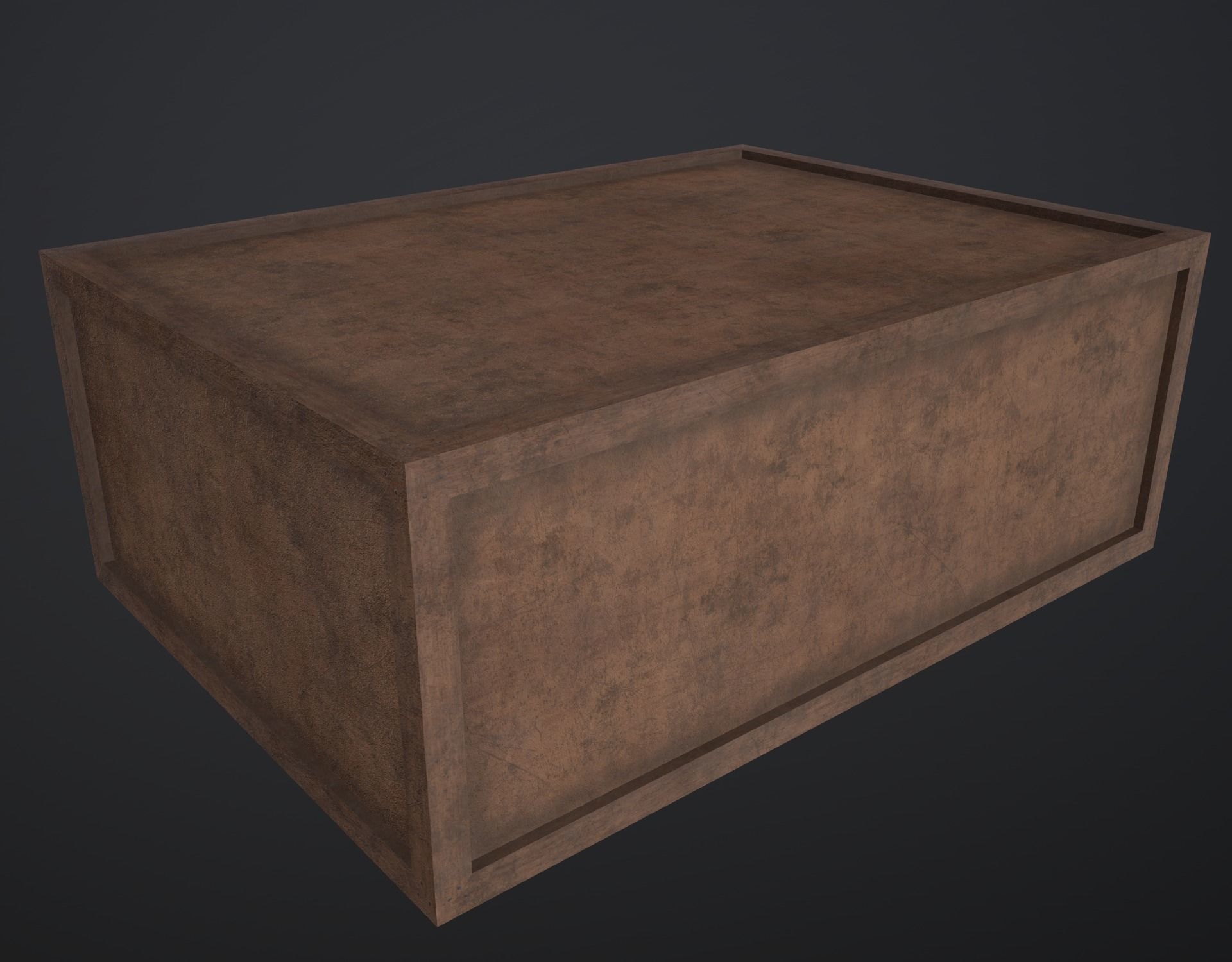 Wooden cargo box Low-poly 3D model_8