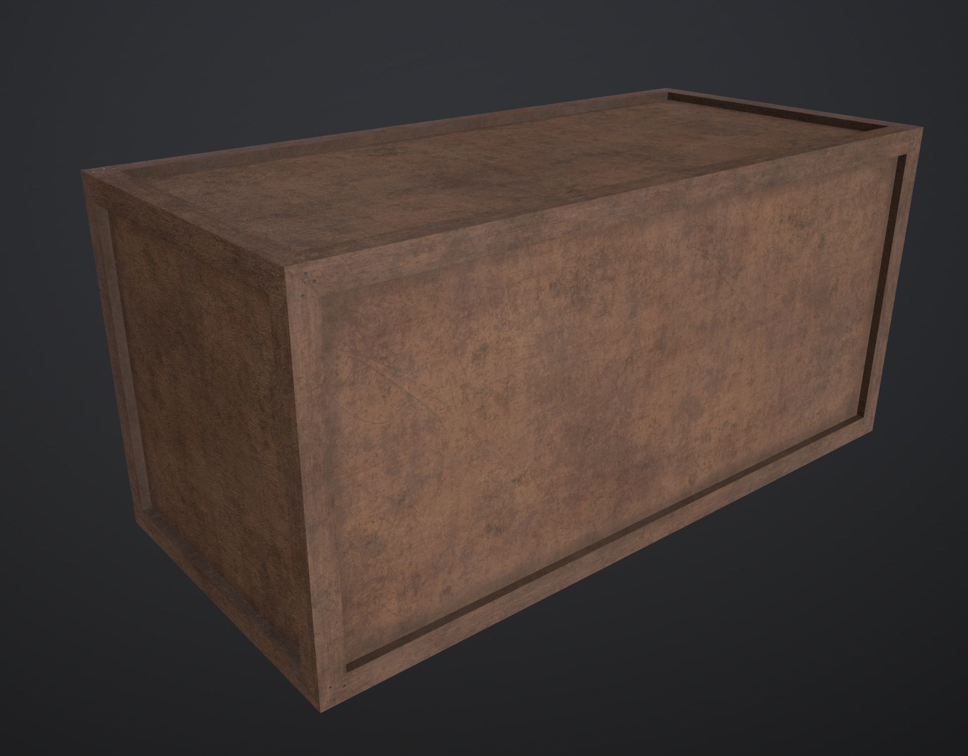 Wooden cargo box Low-poly 3D model_4