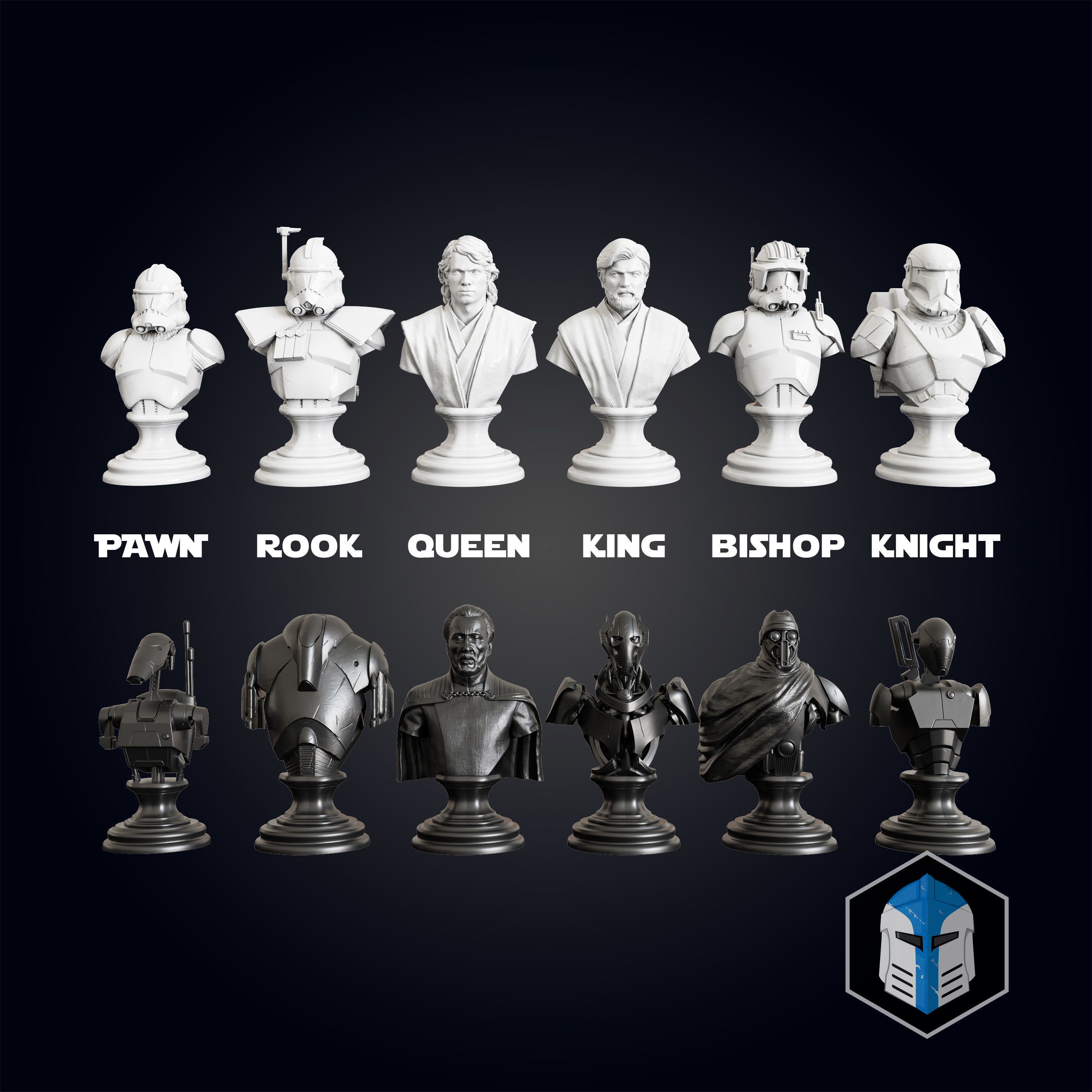 Clone Wars Chess Set - 3D Print Files 3D print model_3