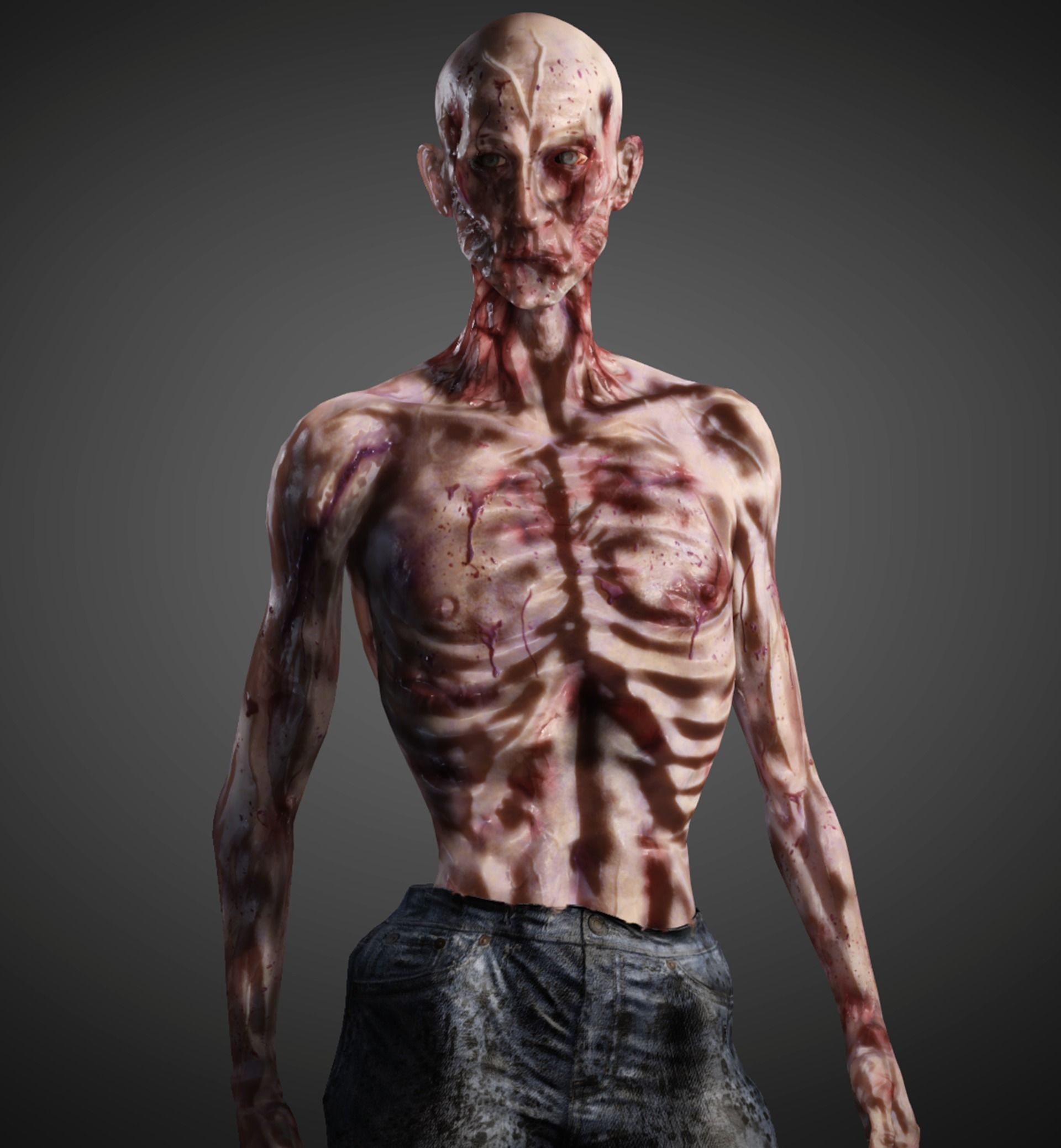 Zombie Low-poly 3D model skeleton Low-poly 3D model_1