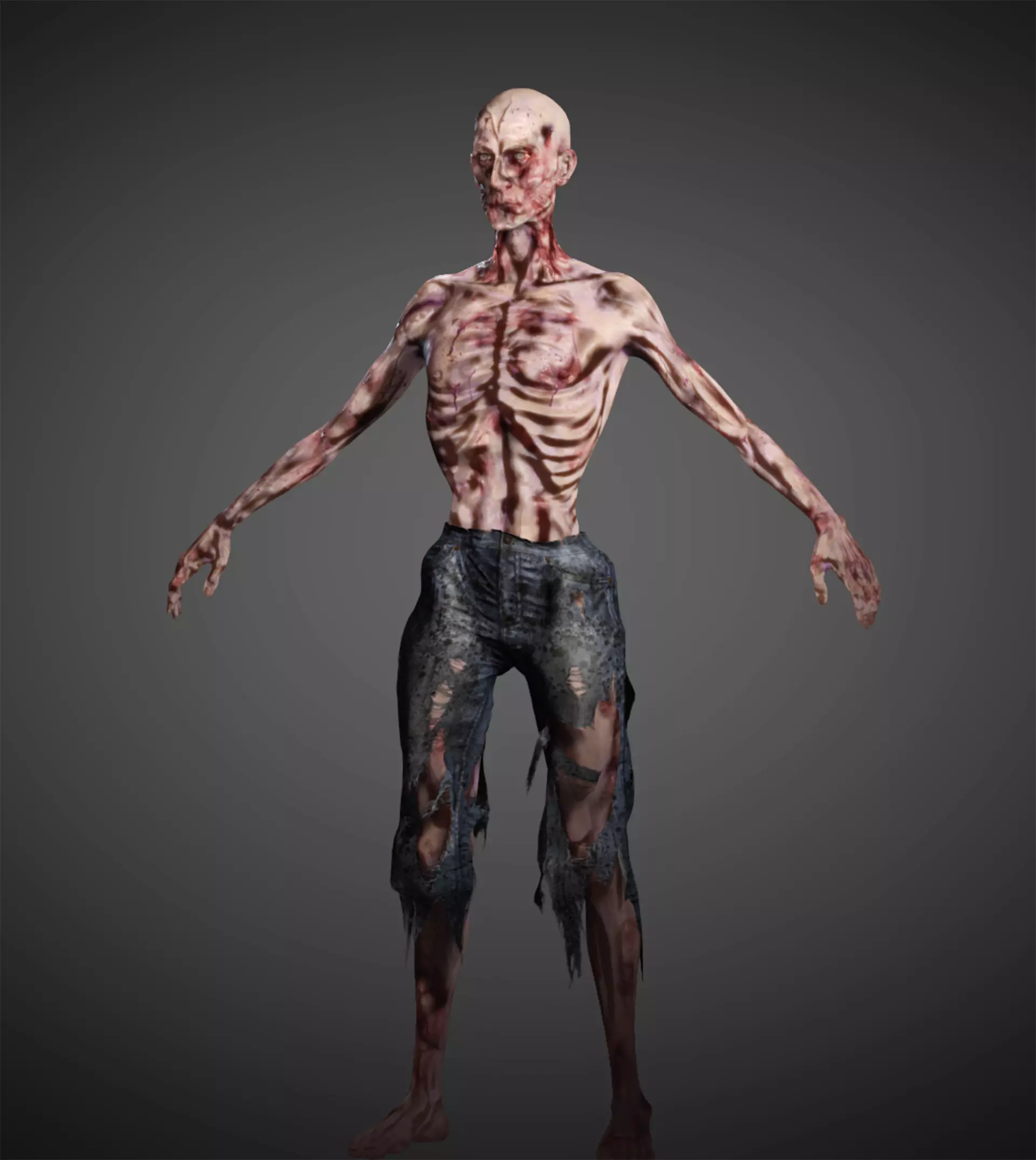Zombie Low-poly 3D model skeleton Low-poly 3D model_0
