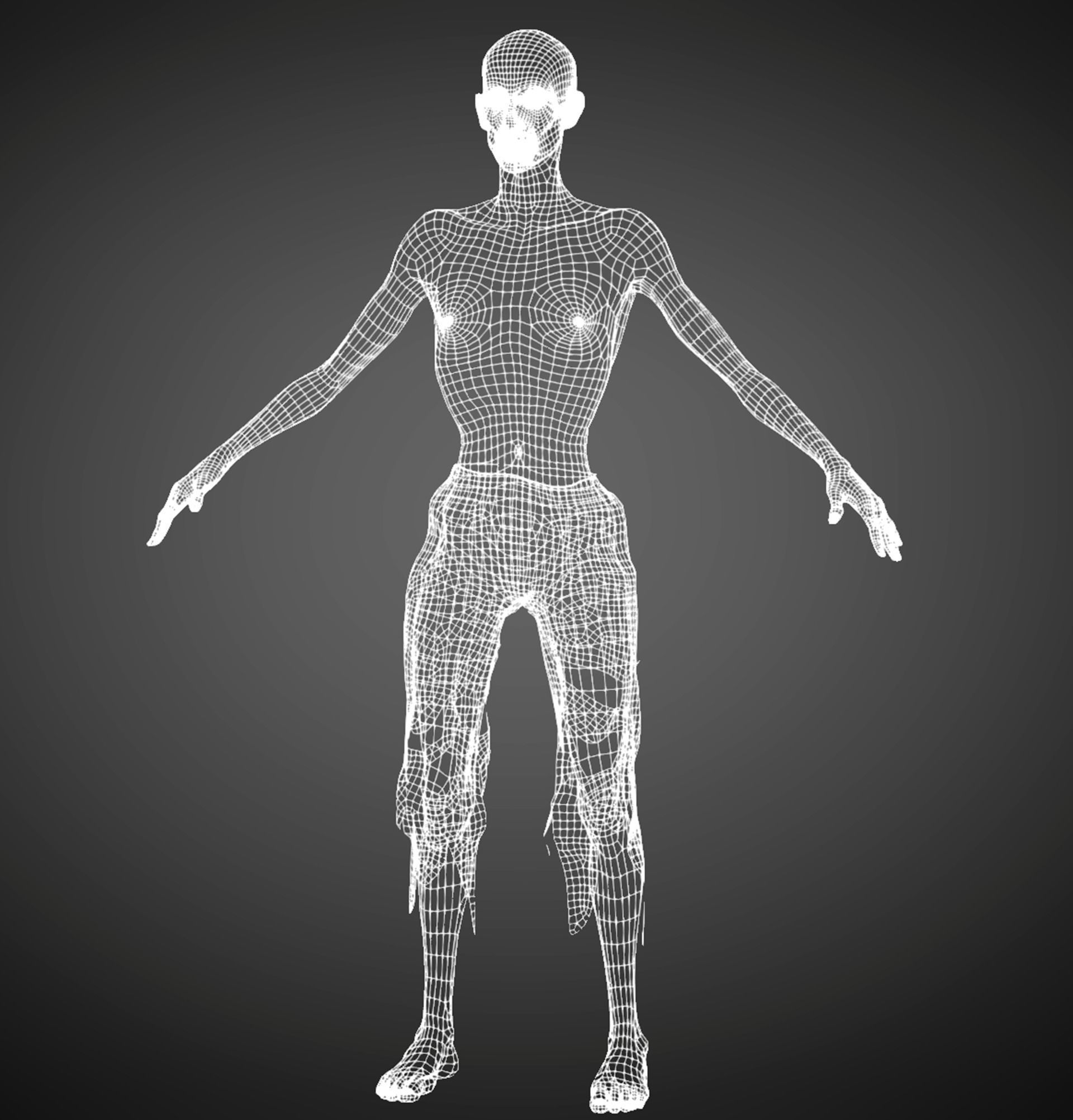 Zombie Low-poly 3D model skeleton Low-poly 3D model_3