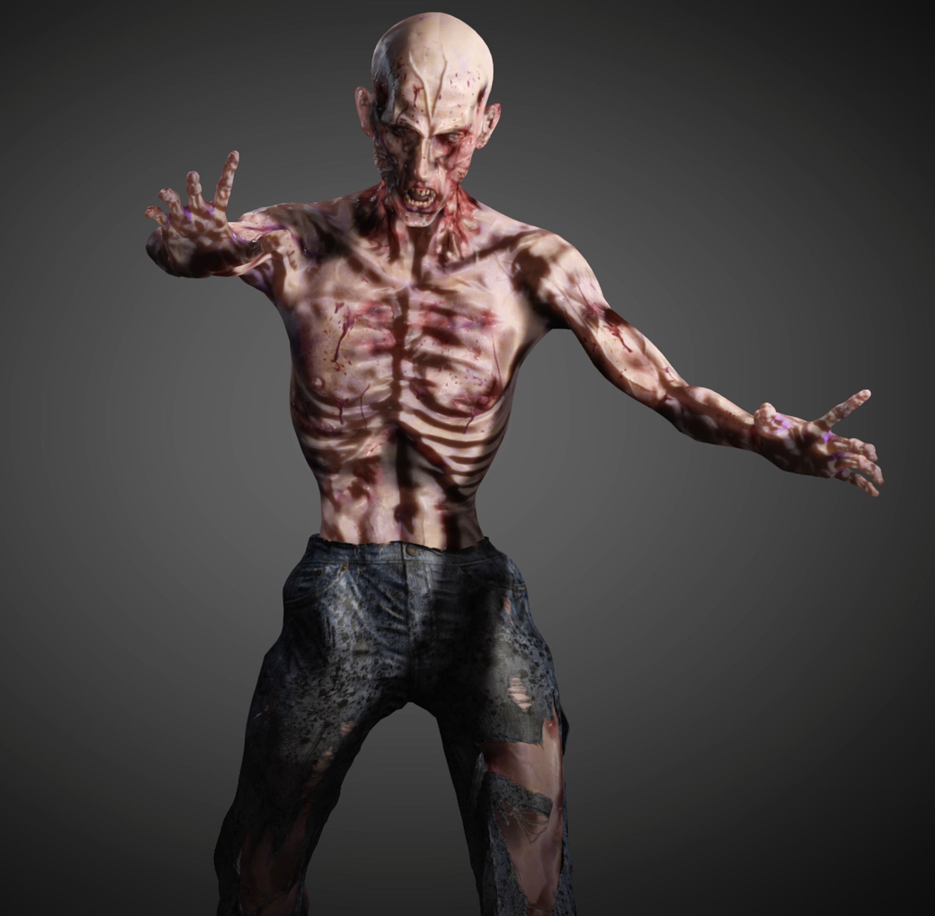 Zombie Low-poly 3D model skeleton Low-poly 3D model_4