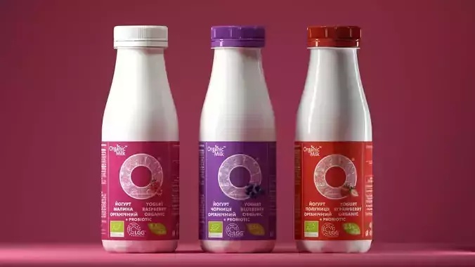 Blank Yogurt Milk Drink Plastic Bottle Mock Up 3D model Octane 
