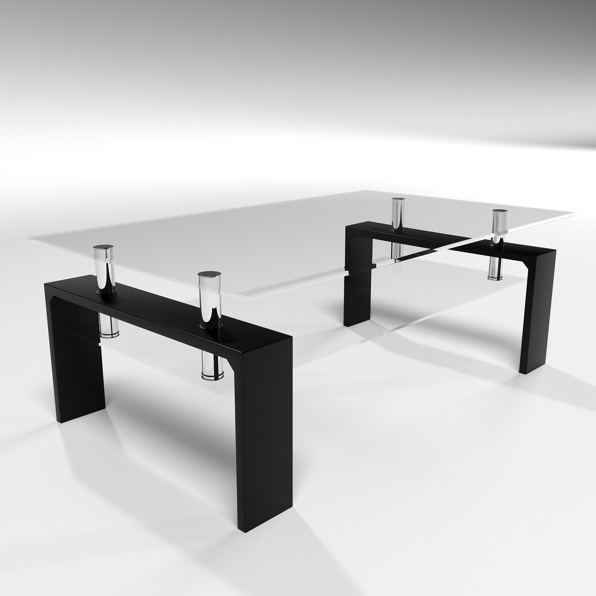 Table glass coffee with legs 3D model_6