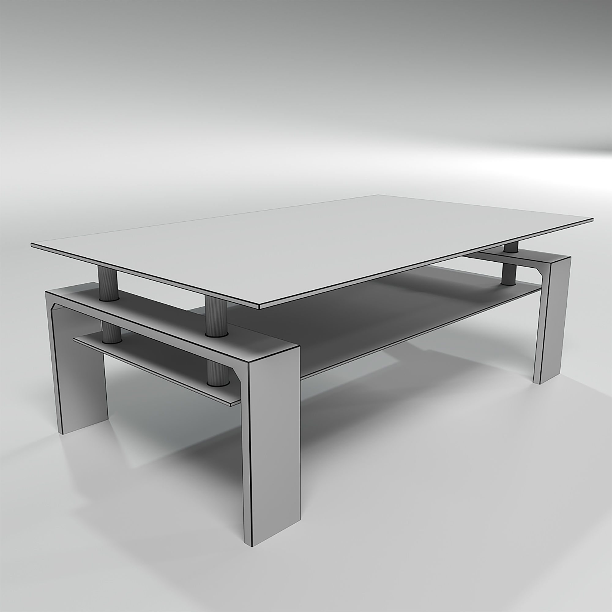 Table glass coffee with legs 3D model_7