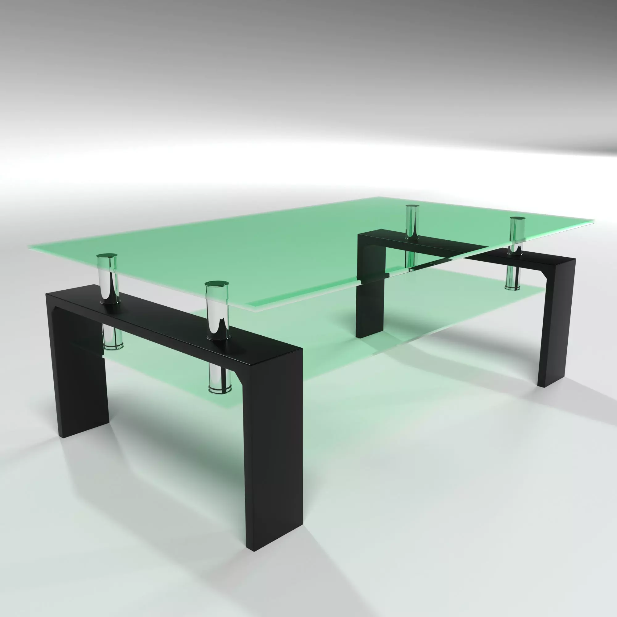 Table glass coffee with legs 3D model_0