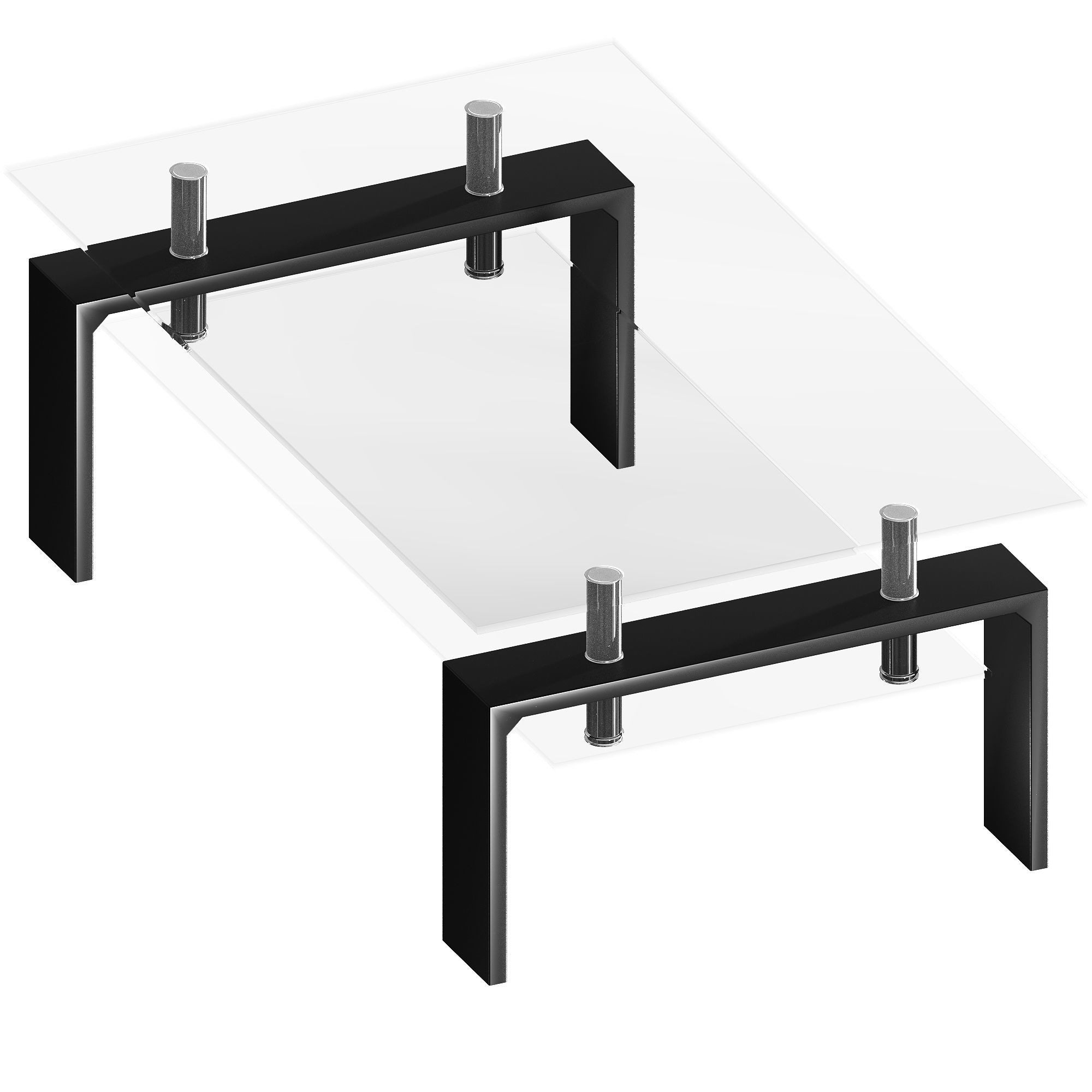 Table glass coffee with legs 3D model_5