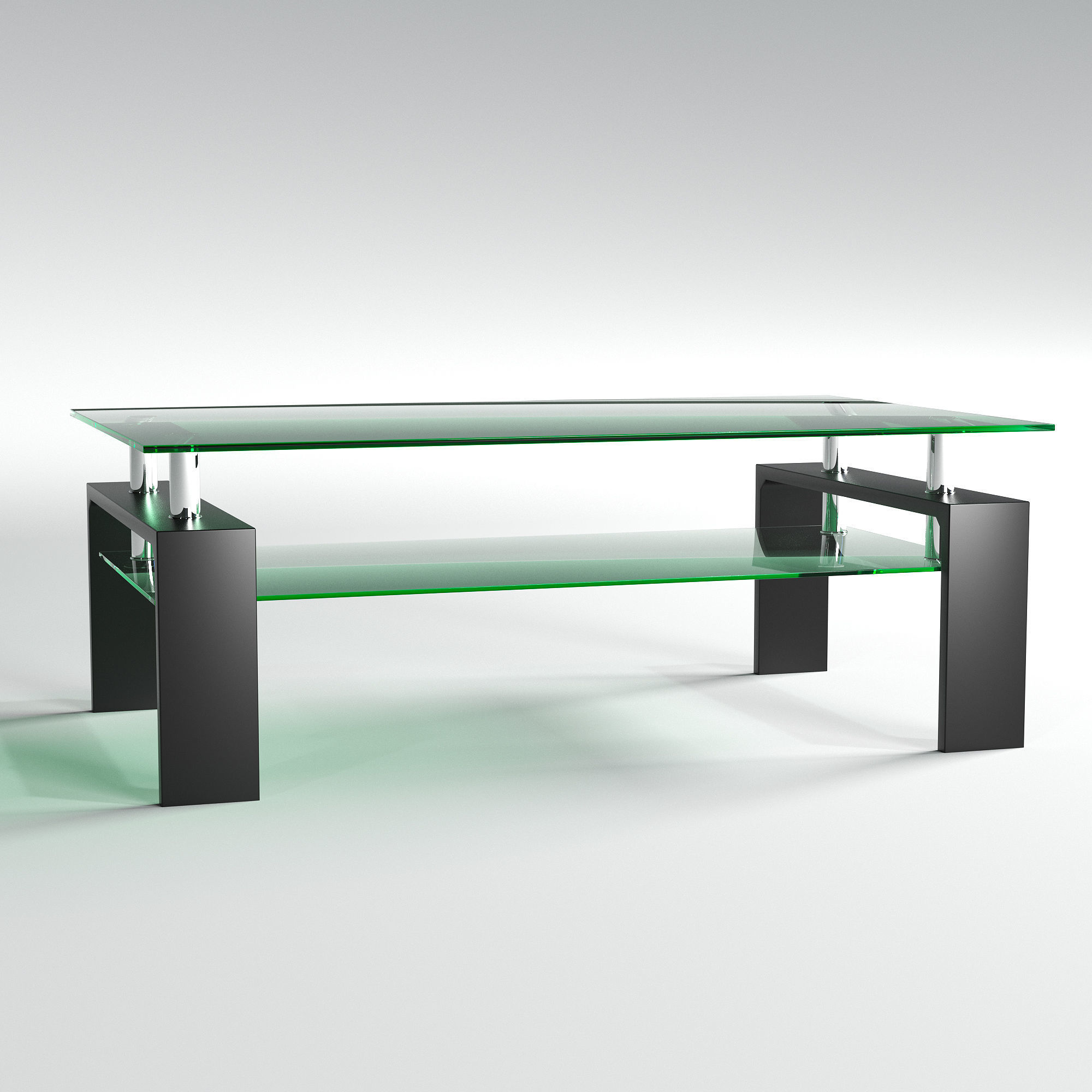 Table glass coffee with legs 3D model_3
