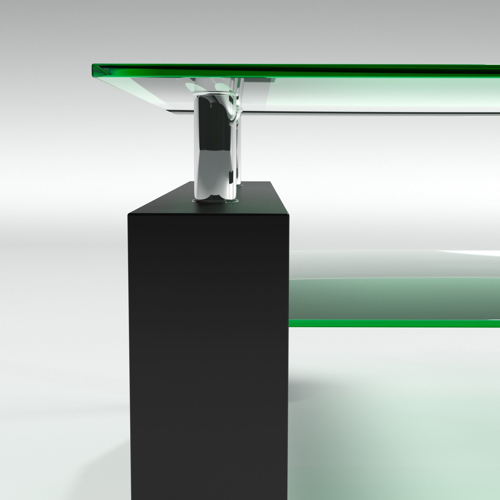 Table glass coffee with legs 3D model_1