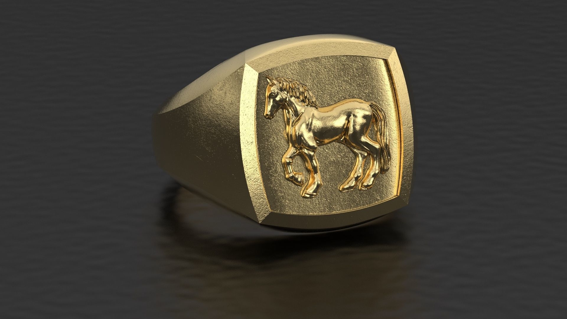 Horse Signet Ring 3D print model_6