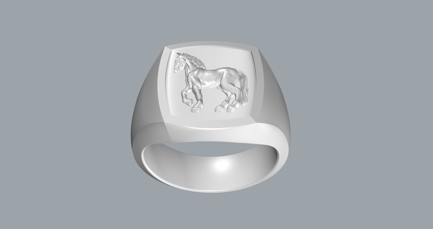 Horse Signet Ring 3D print model_8