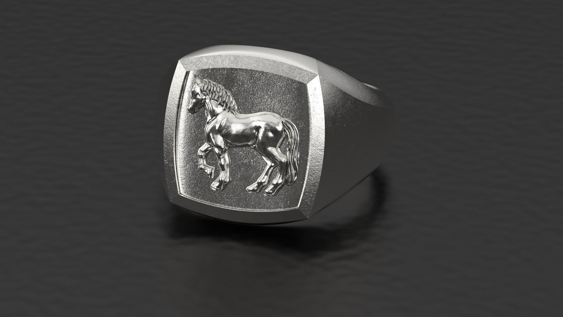 Horse Signet Ring 3D print model_1