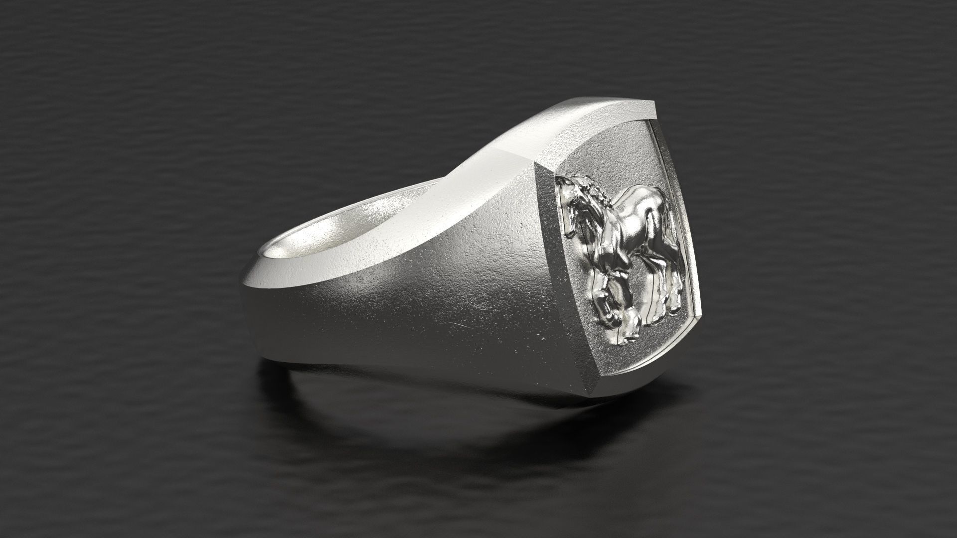 Horse Signet Ring 3D print model_4