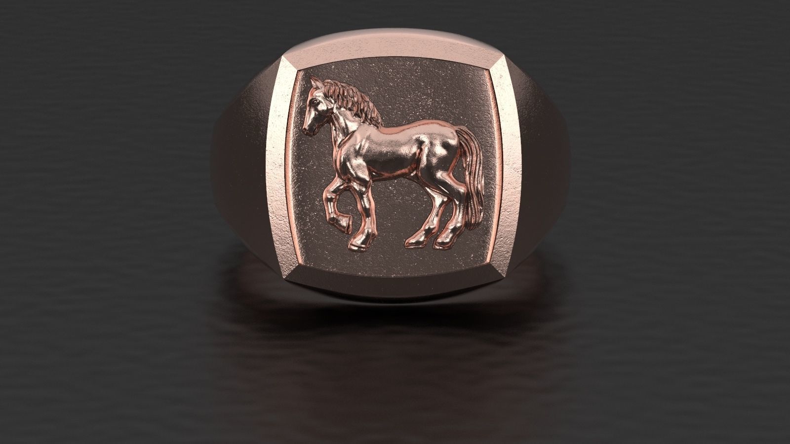 Horse Signet Ring 3D print model_9