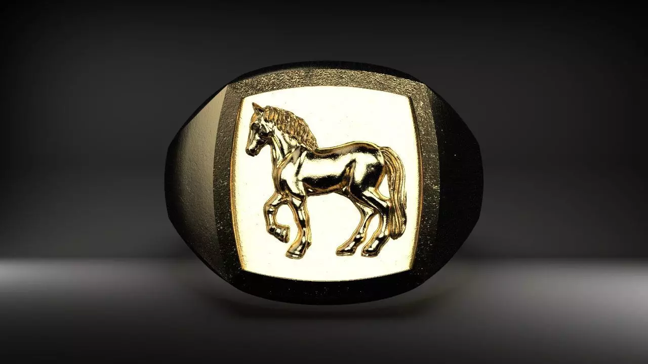 Horse Signet Ring 3D print model_0