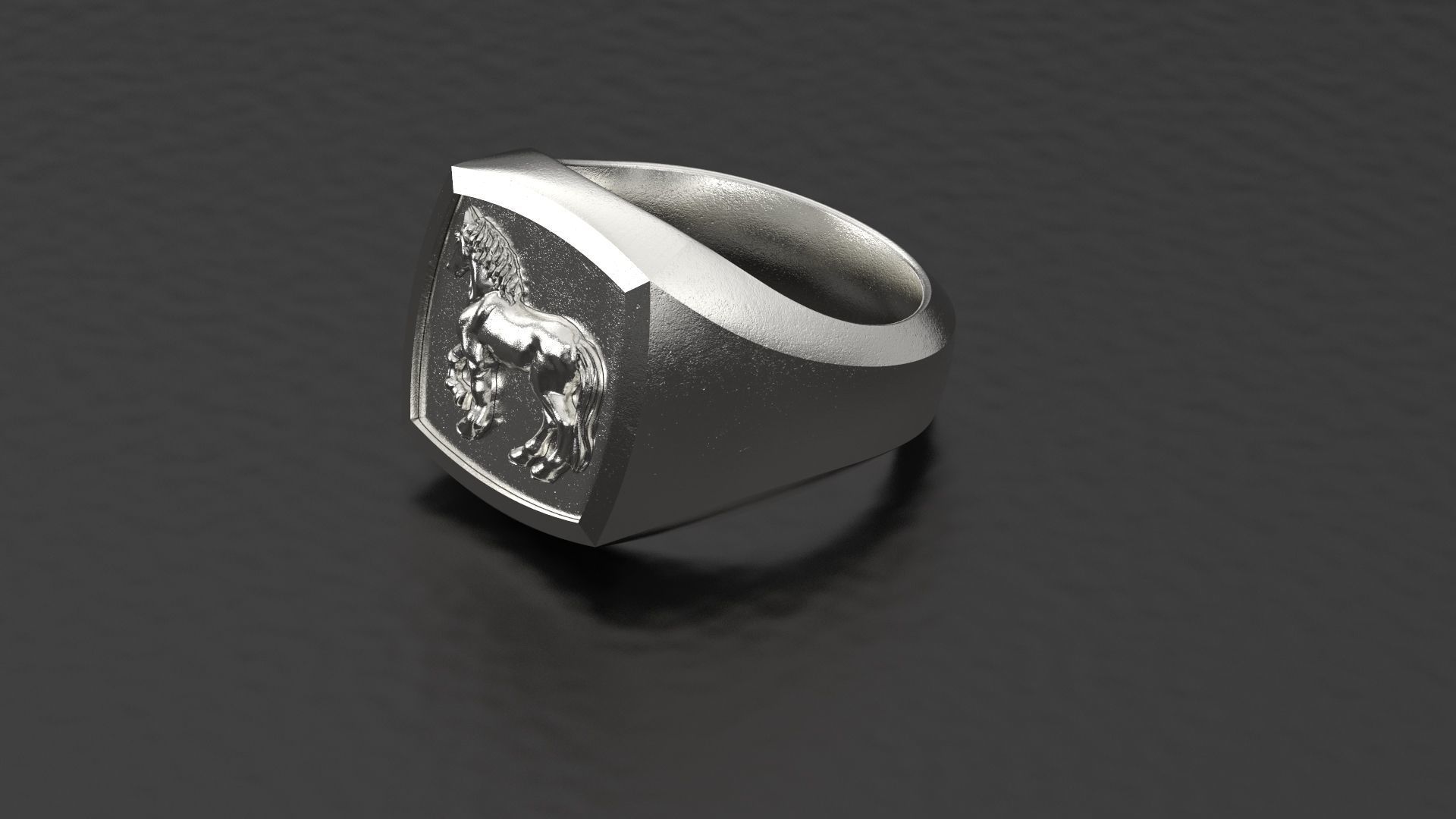 Horse Signet Ring 3D print model_10