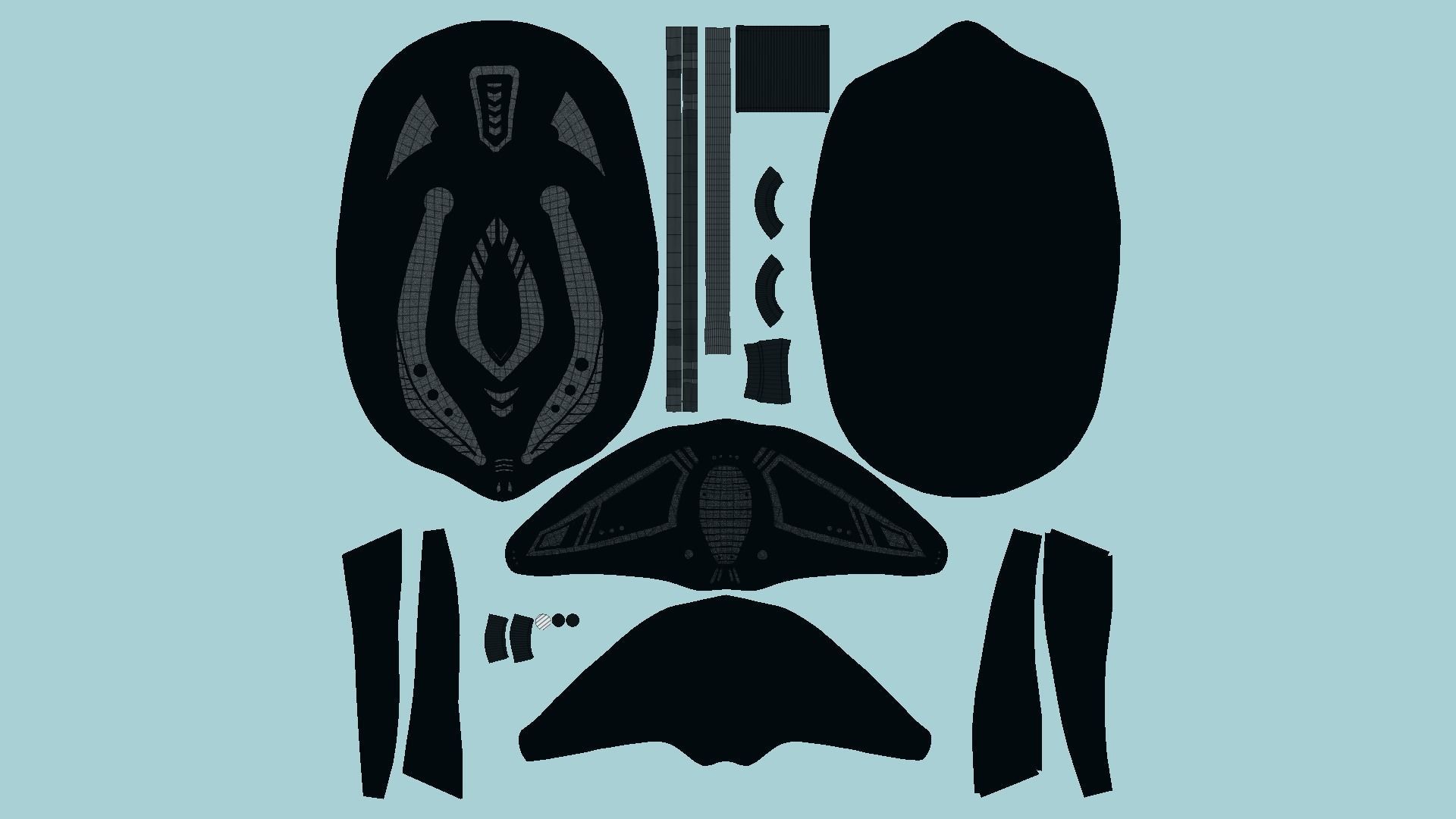 SciFi Ninja Mask A01 Latex Black - Character Design Fashion Low-poly 3D model_5