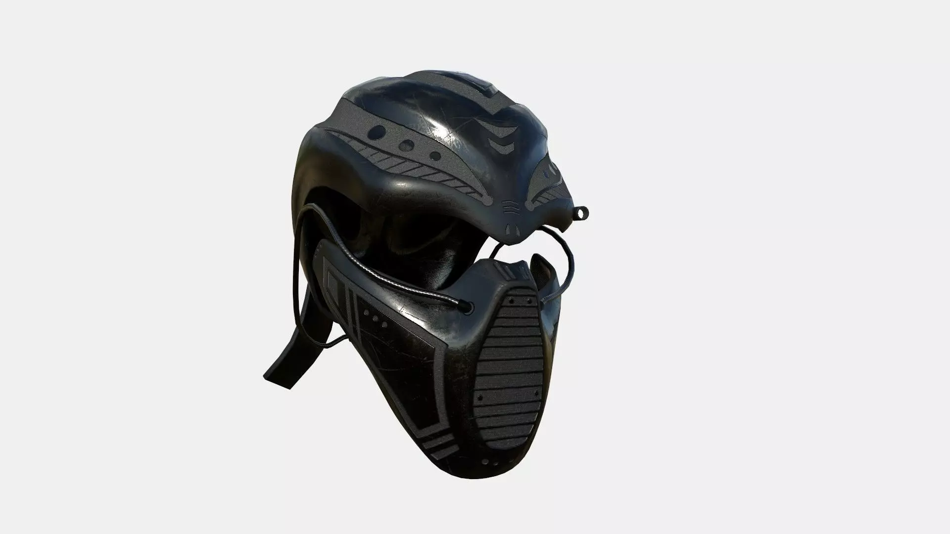SciFi Ninja Mask A01 Latex Black - Character Design Fashion Low-poly 3D model_0