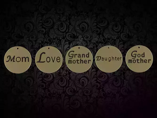 mom love stamp disc word charm 3D print model
