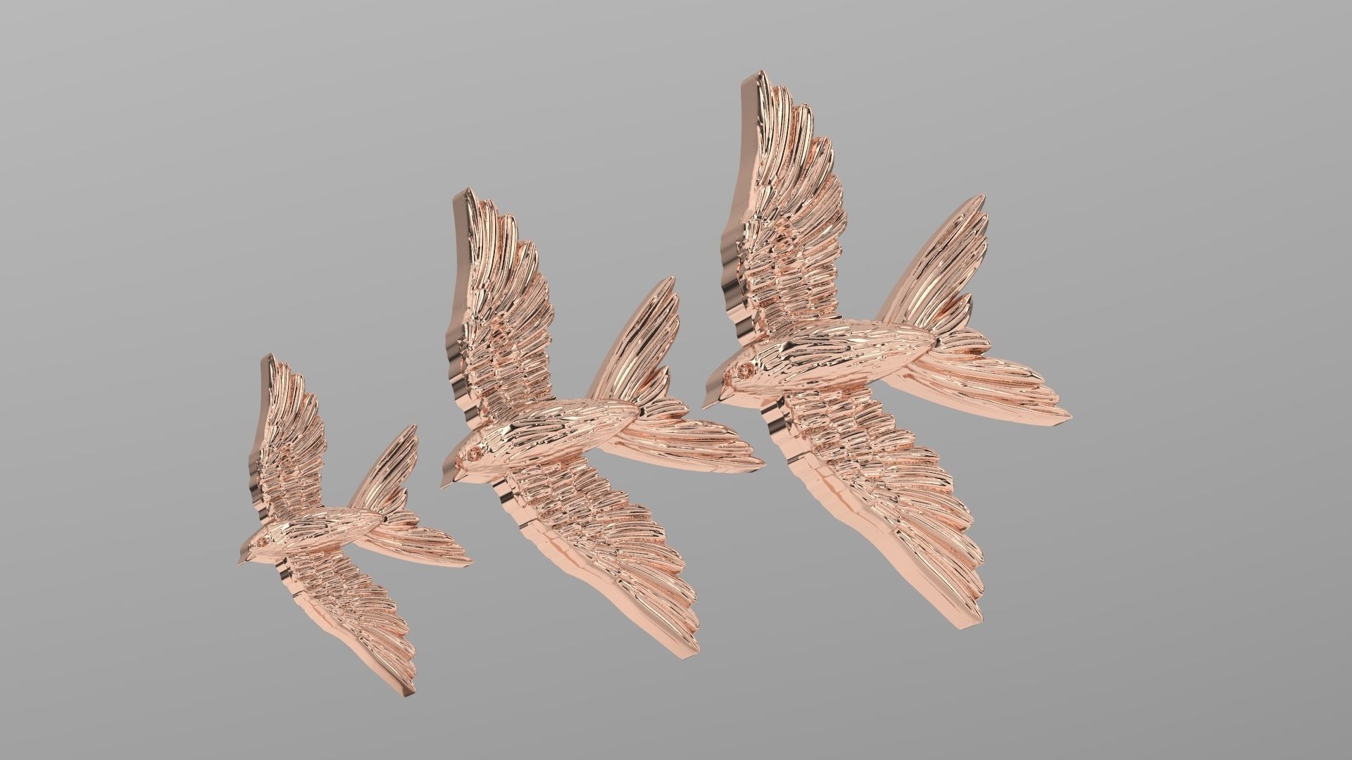 fly bird pendant 3D print model_5