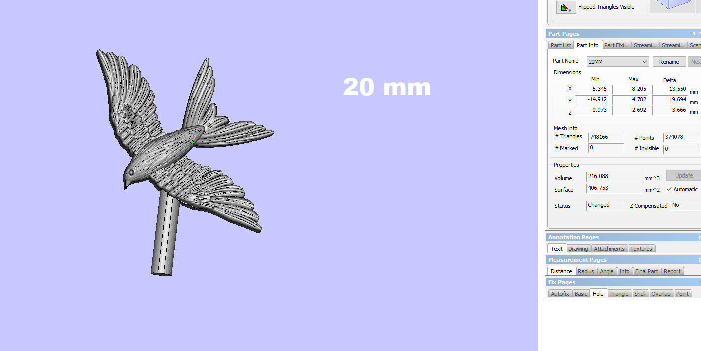 fly bird pendant 3D print model_4