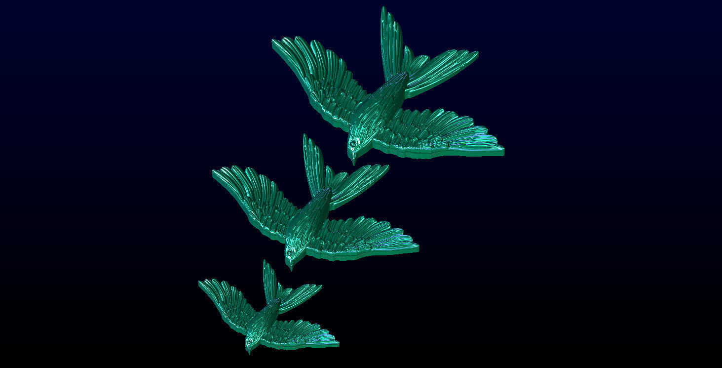 fly bird pendant 3D print model_6