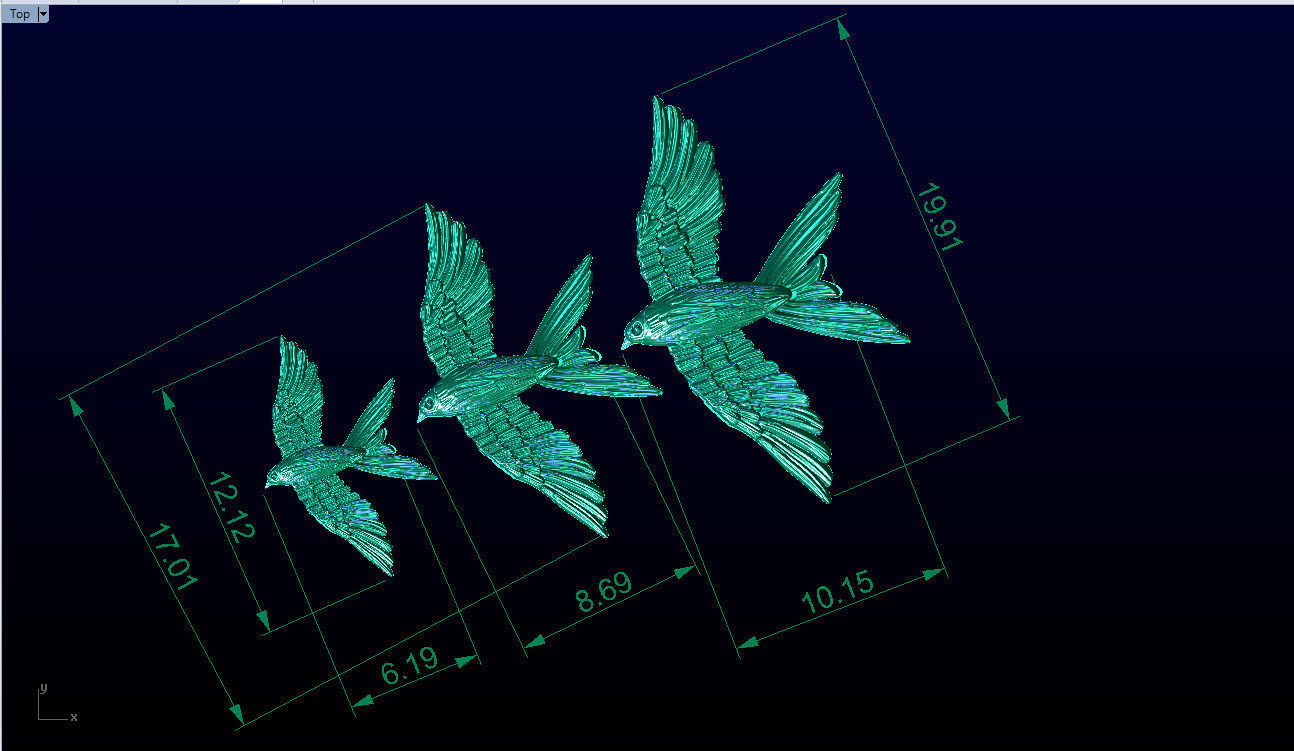 fly bird pendant 3D print model_3