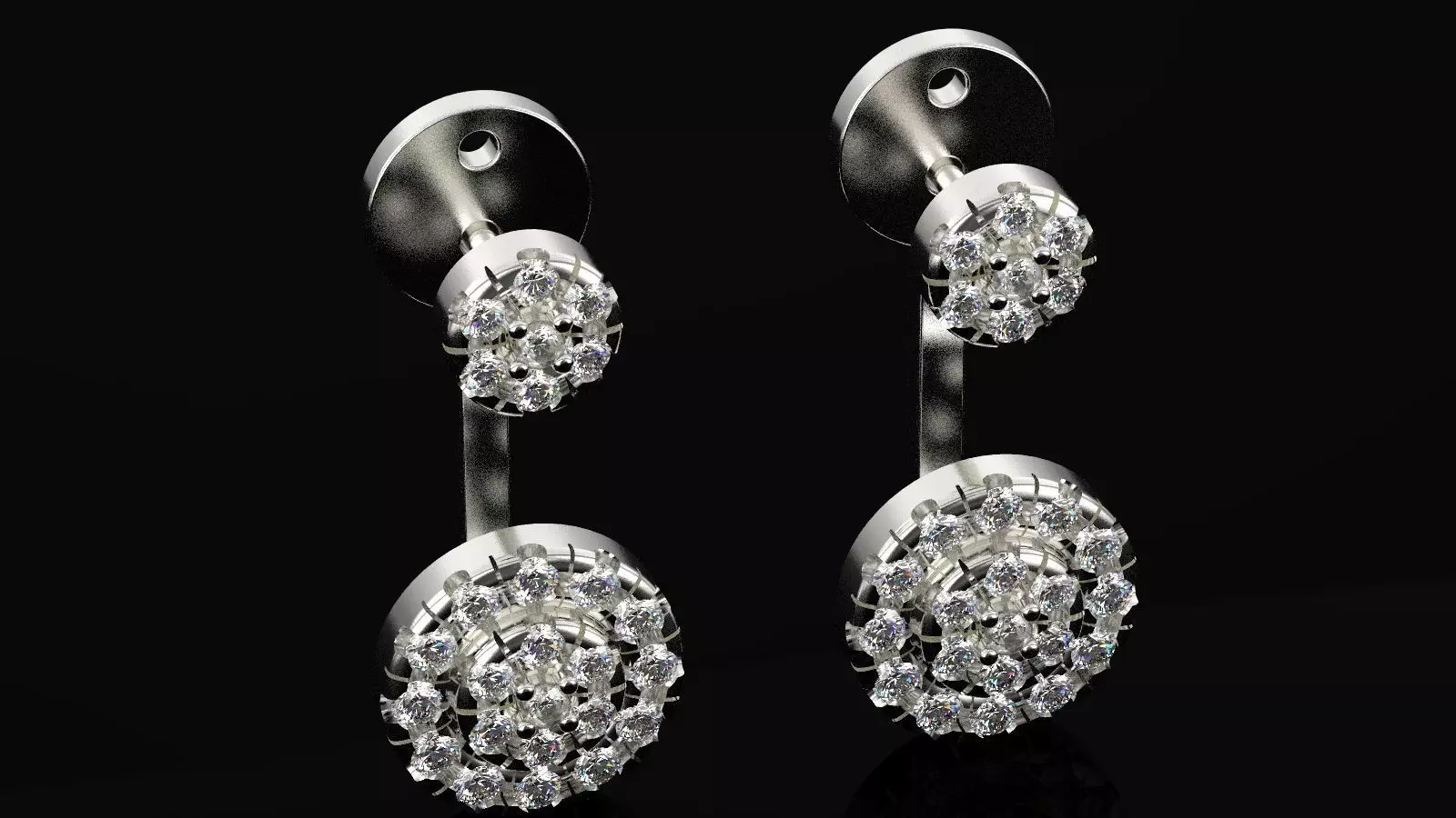 Diamond halo Jacket Earring 3D print model