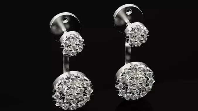 Diamond halo Jacket Earring