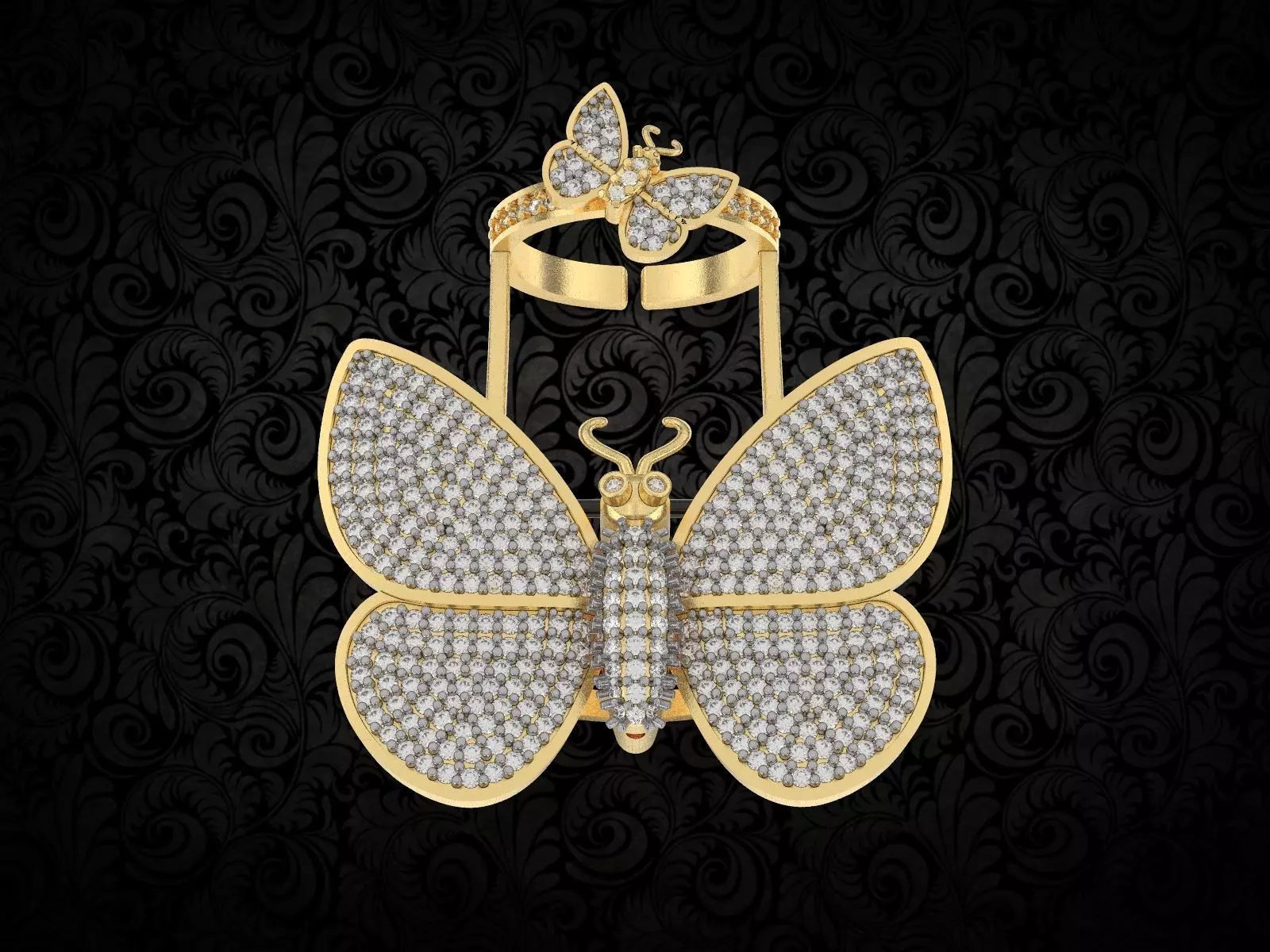 butterfly ring Moving Wing 3D print model