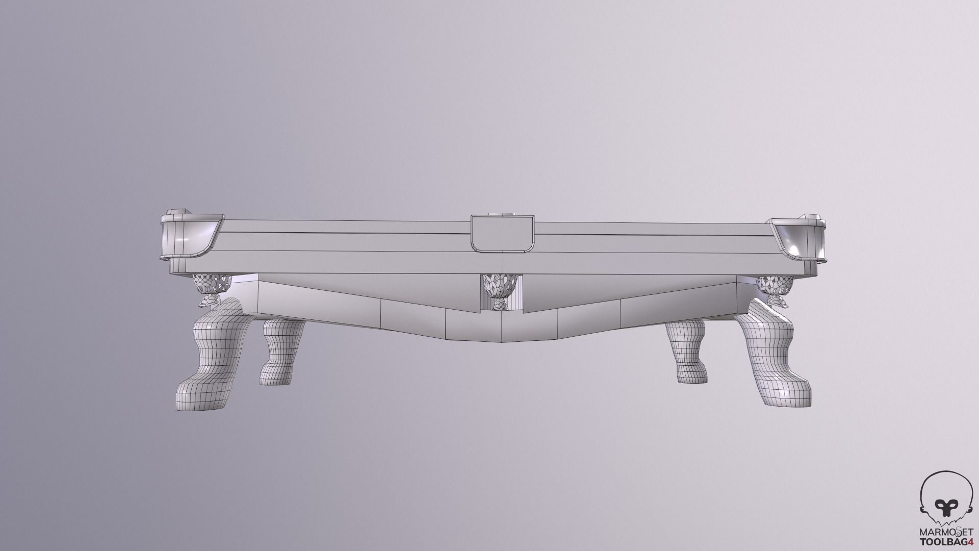 Billiards cue rack with four sticks Low-poly 3D model_17