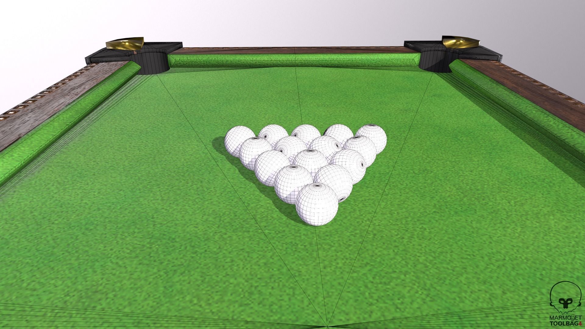 Billiards cue rack with four sticks Low-poly 3D model_14