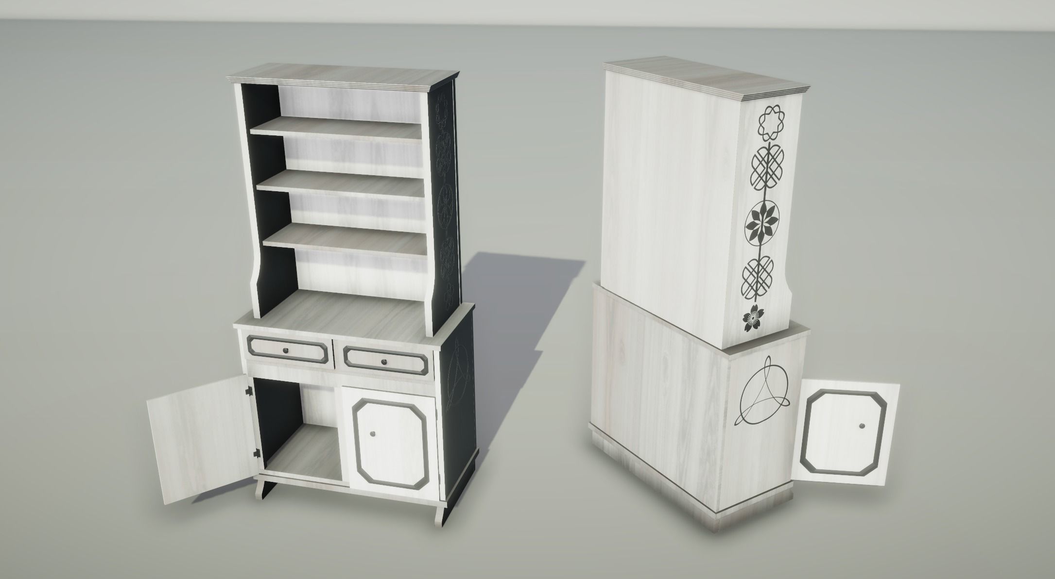 Modern Shelf Cabinet Low-poly 3D model_3