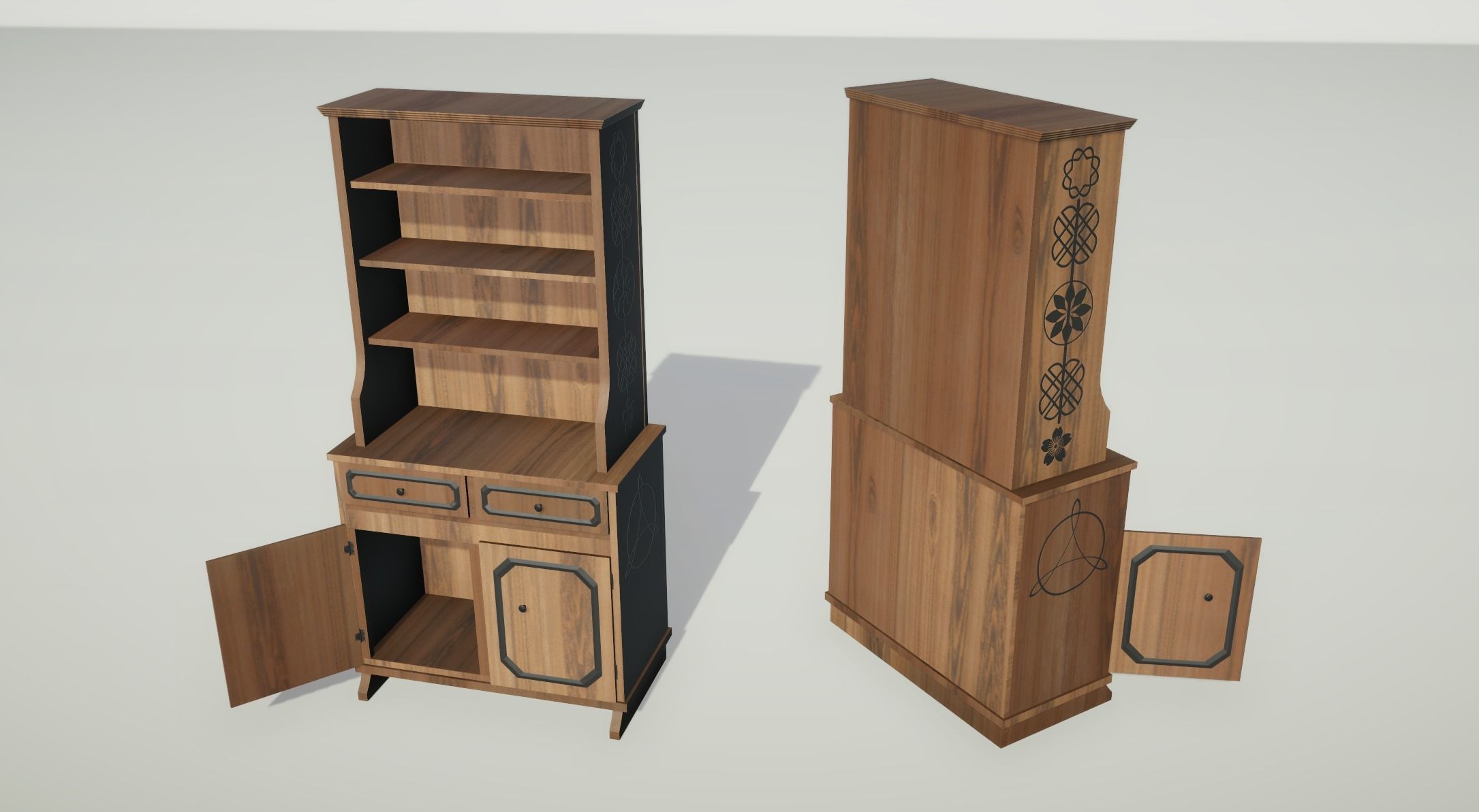 Modern Shelf Cabinet Low-poly 3D model_1