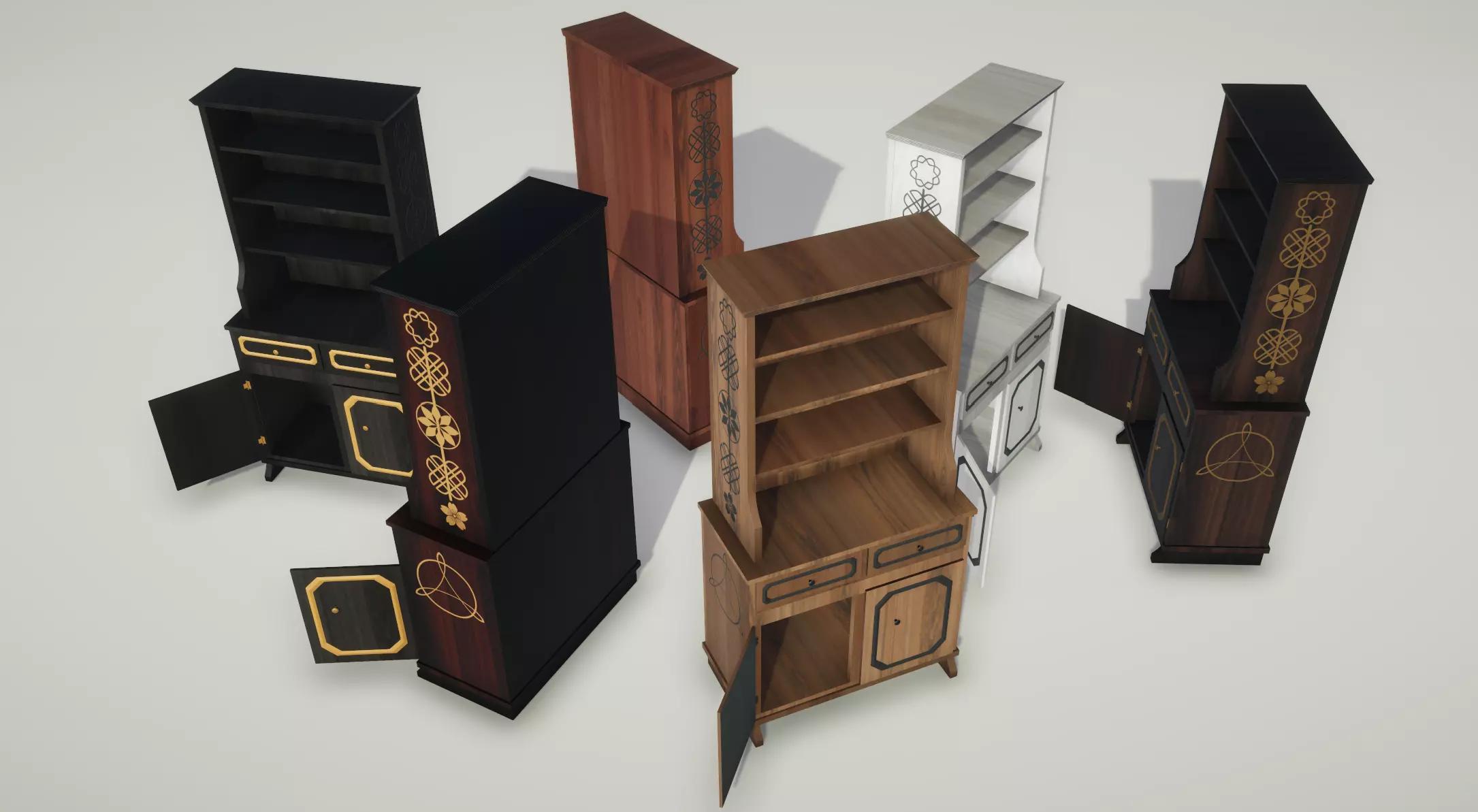 Modern Shelf Cabinet Low-poly 3D model_0