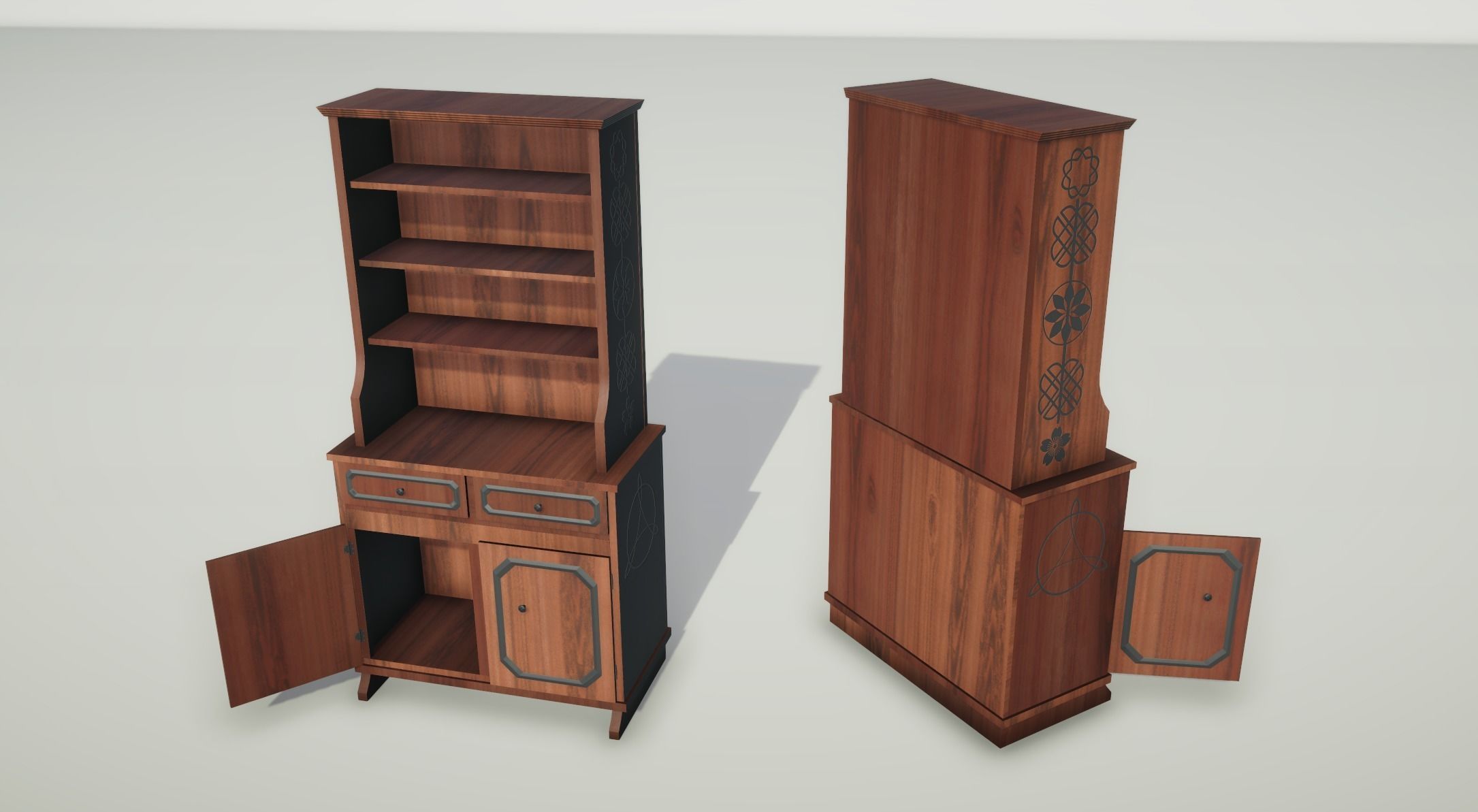 Modern Shelf Cabinet Low-poly 3D model_2