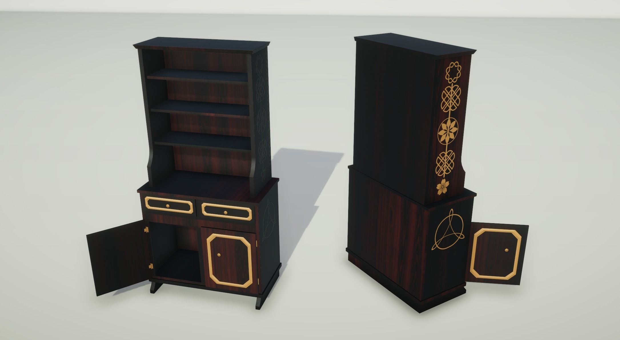 Modern Shelf Cabinet Low-poly 3D model_5