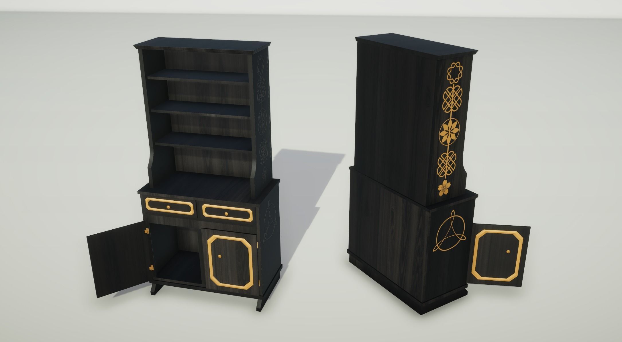 Modern Shelf Cabinet Low-poly 3D model_6