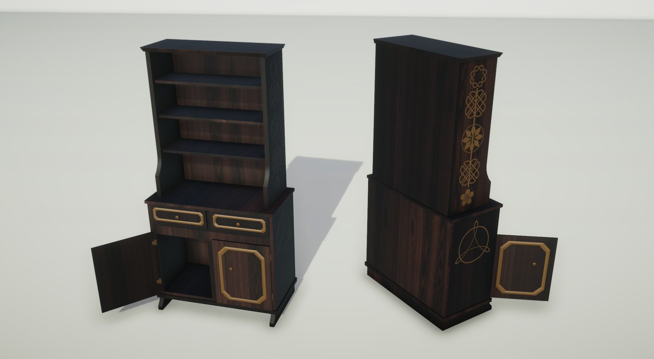 Modern Shelf Cabinet Low-poly 3D model_4