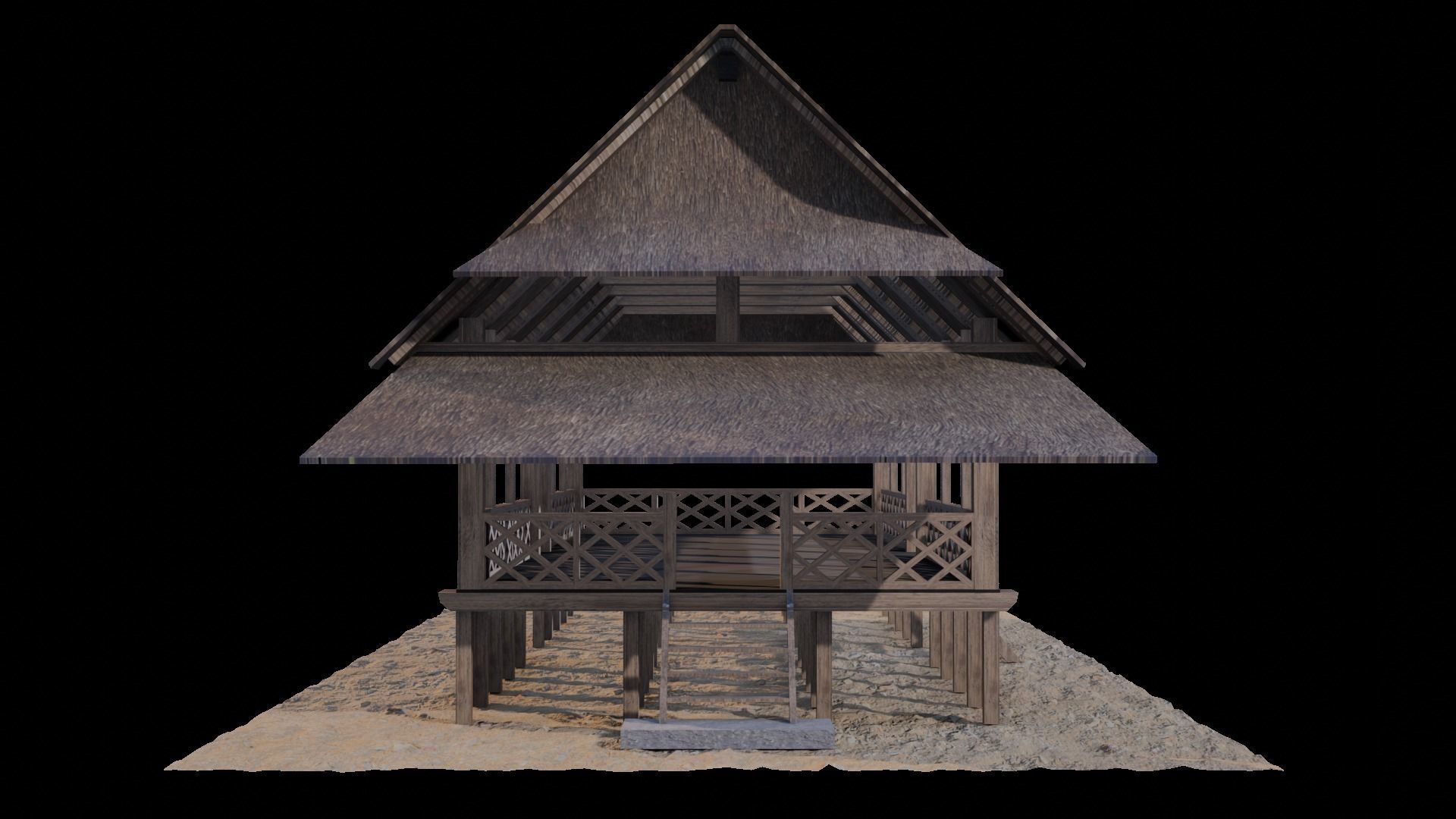 Rumah Adat Baileo - Maluku - Indonesia 3D model_2