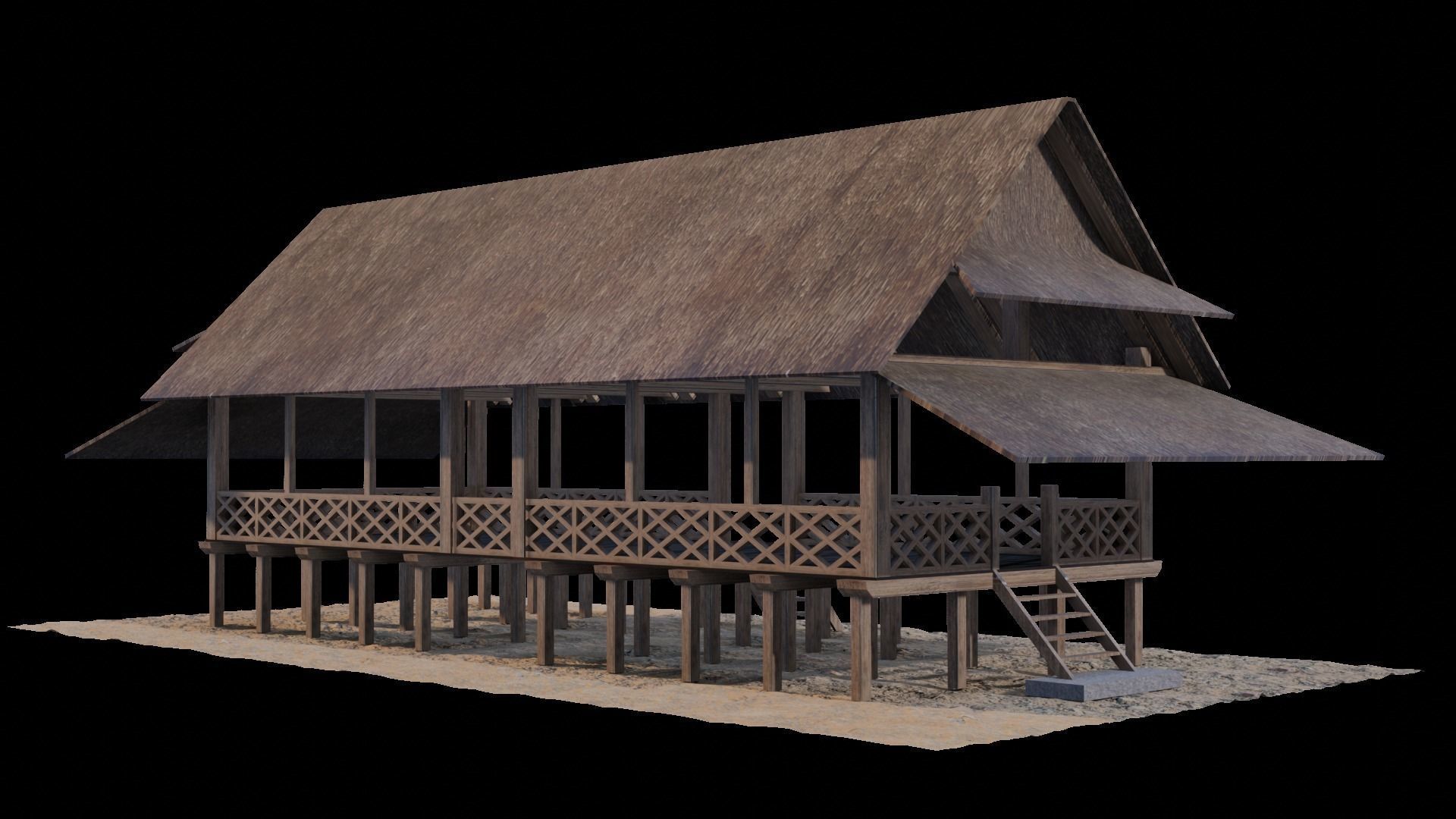 Rumah Adat Baileo - Maluku - Indonesia 3D model_7
