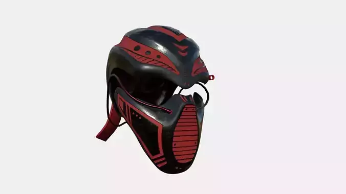 SciFi Ninja Mask A04 Red - Character Design Fashion Low-poly 3D model
