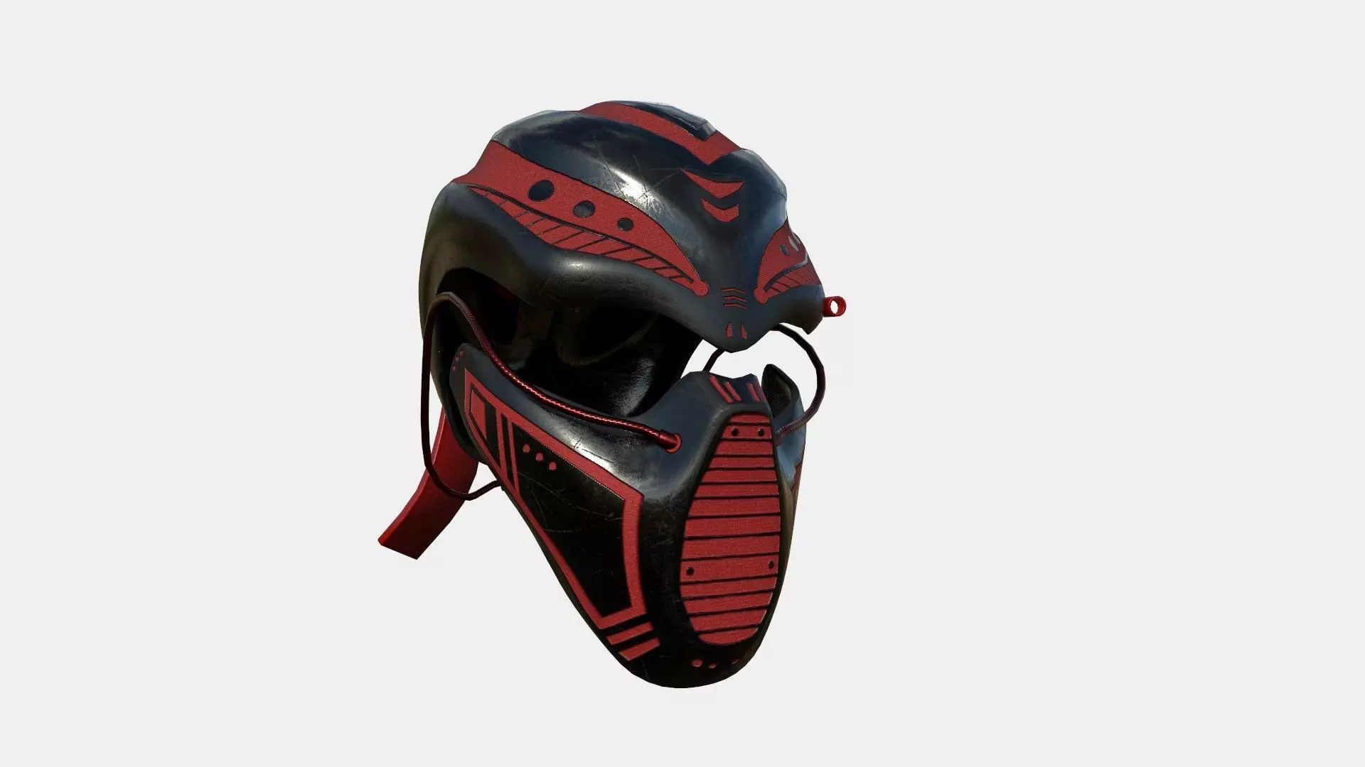 SciFi Ninja Mask A04 Red - Character Design Fashion Low-poly 3D model_0