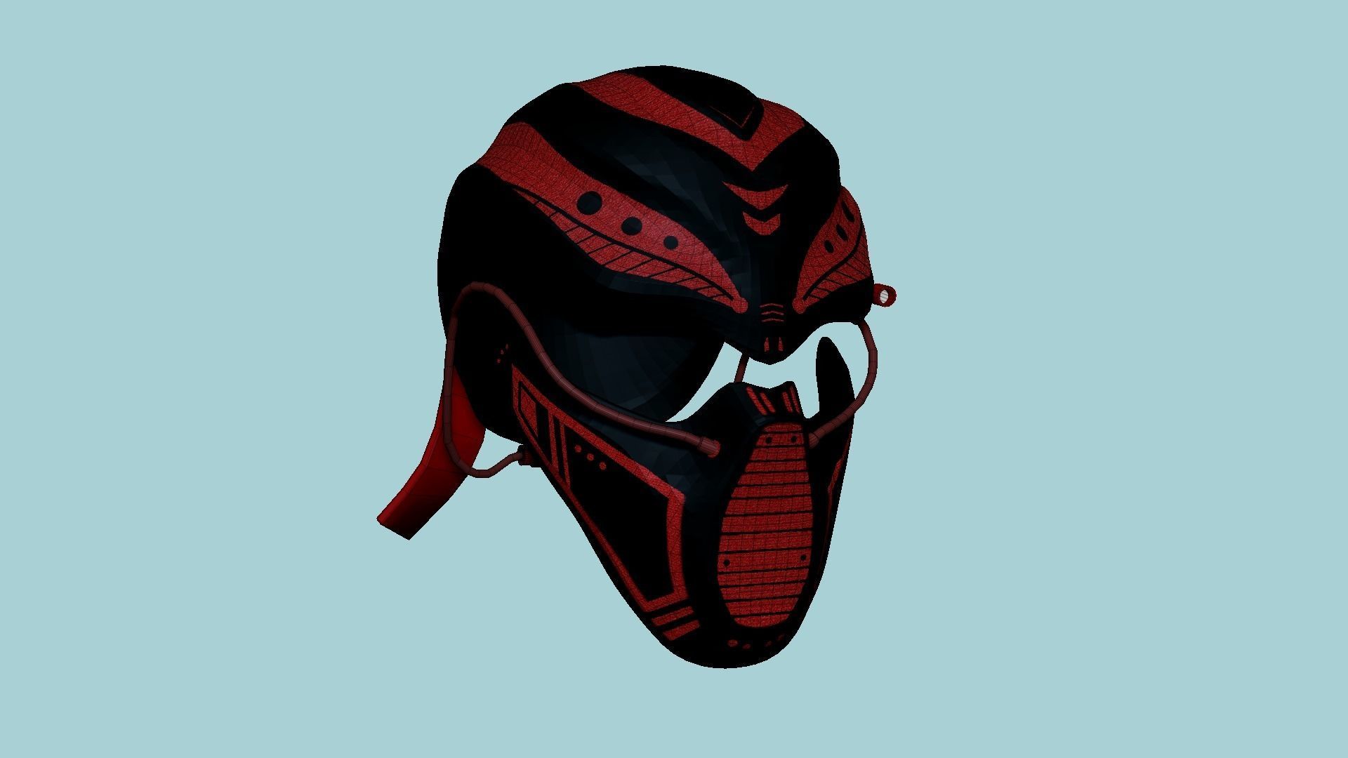 SciFi Ninja Mask A04 Red - Character Design Fashion Low-poly 3D model_6