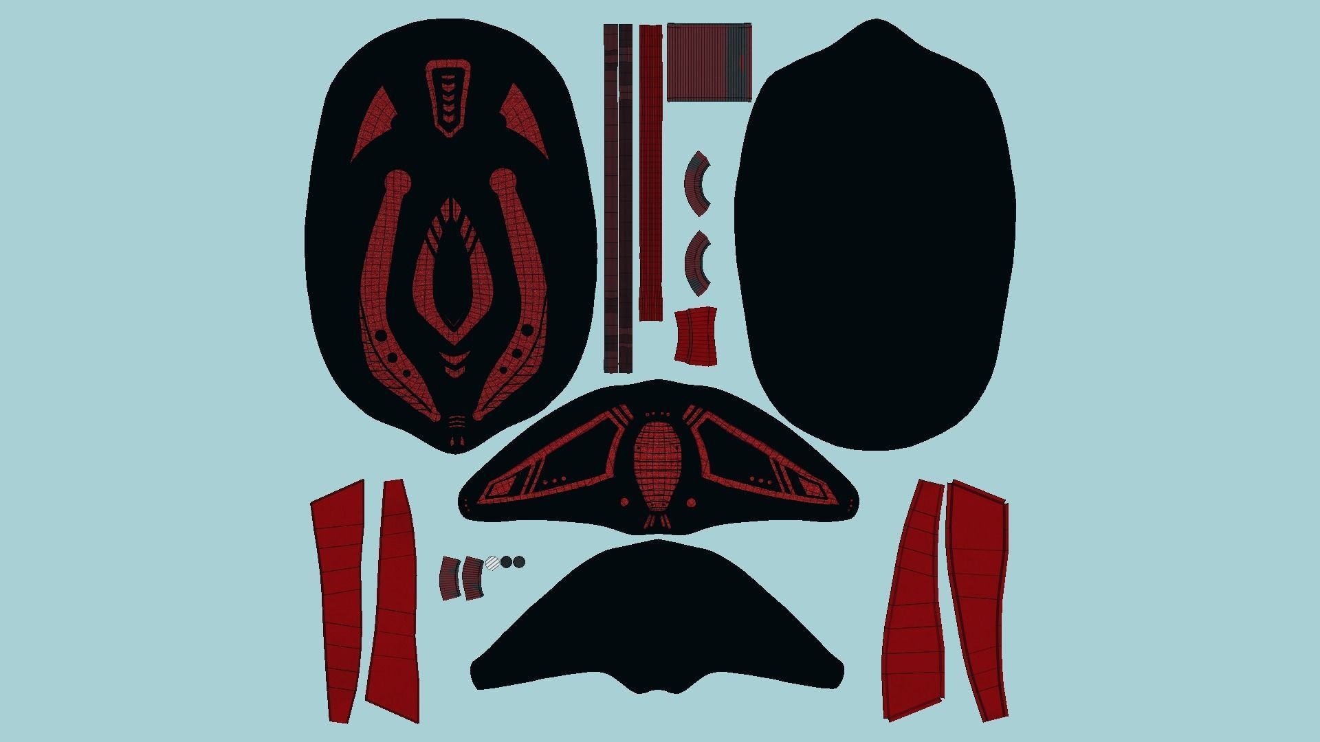 SciFi Ninja Mask A04 Red - Character Design Fashion Low-poly 3D model_5