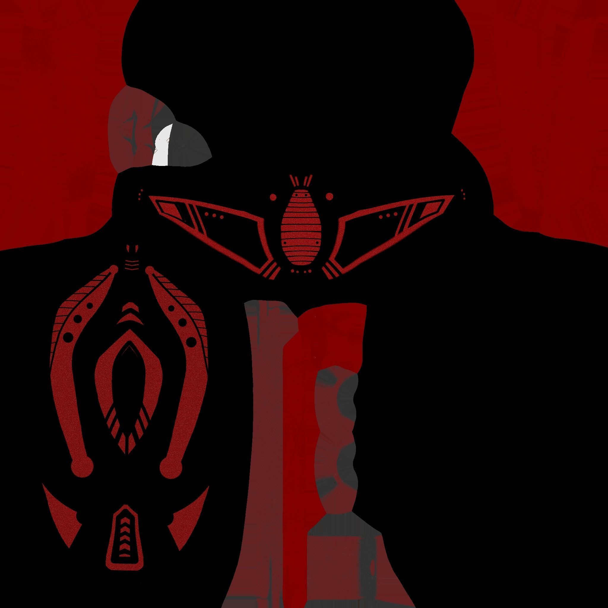 SciFi Ninja Mask A04 Red - Character Design Fashion Low-poly 3D model_19