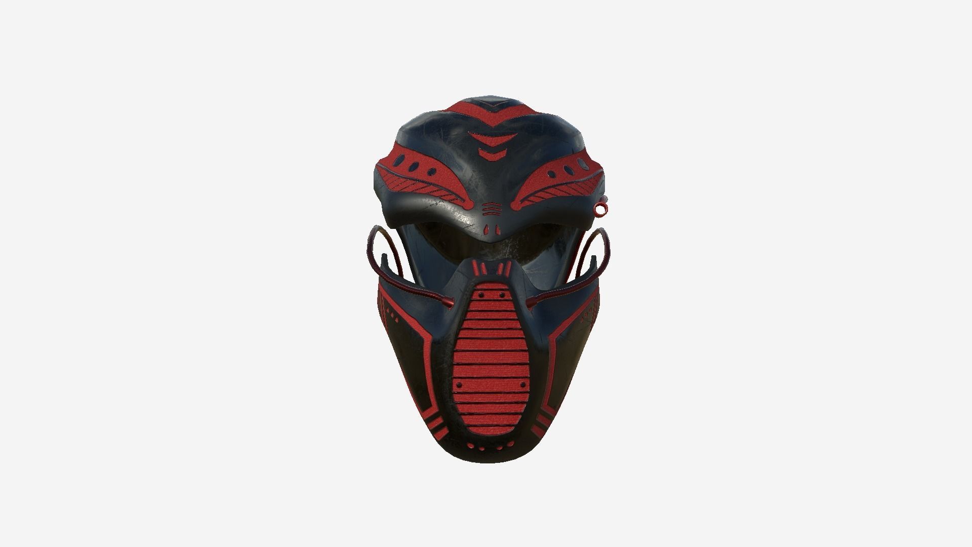 SciFi Ninja Mask A04 Red - Character Design Fashion Low-poly 3D model_1